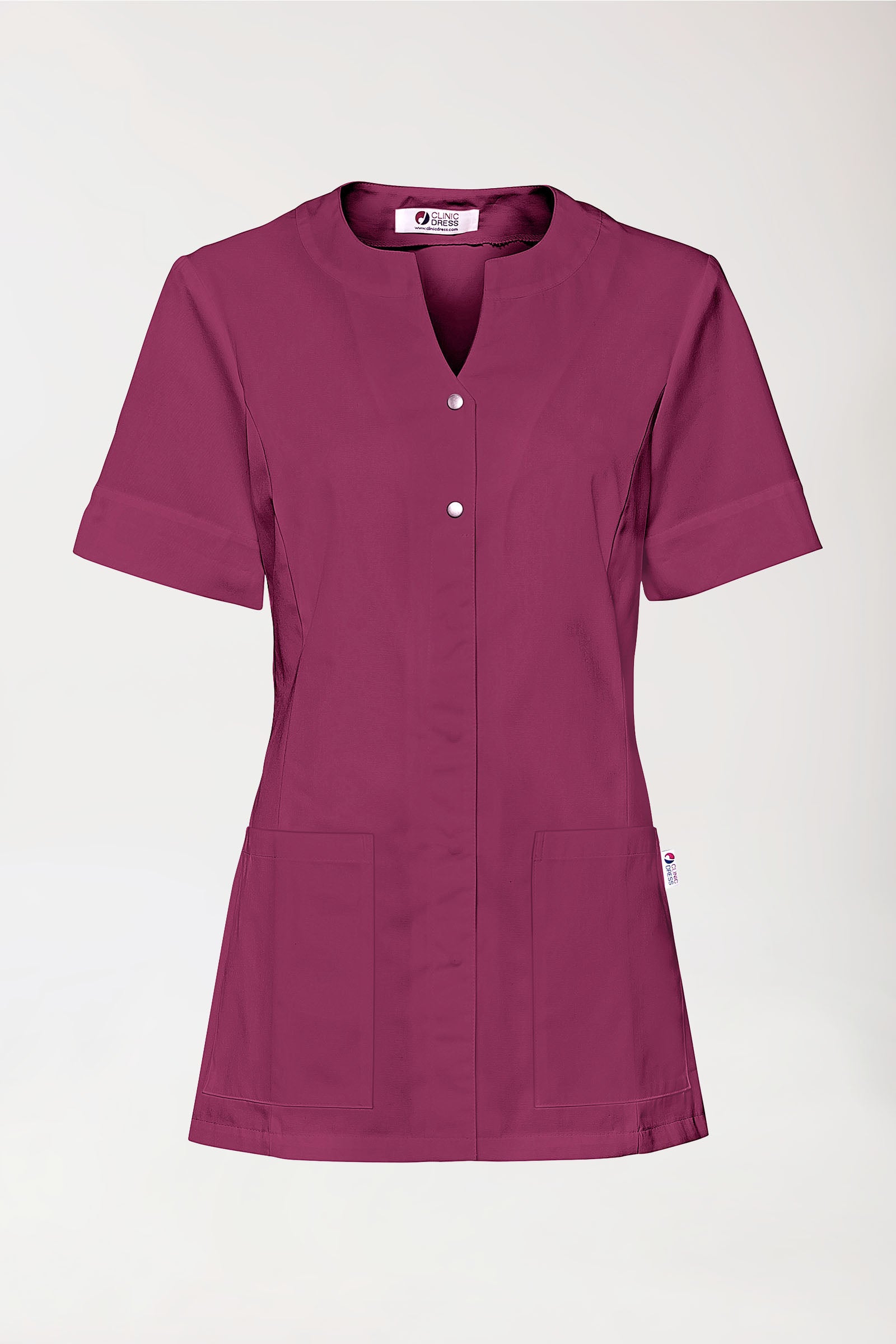 Beauty Kasack Damen - verdeckte Knopfleiste berry