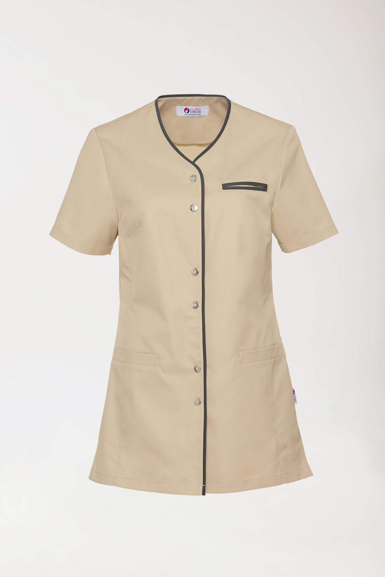 Beauty Kasack Damen - durchgeknöpft bisquit/anthrazit