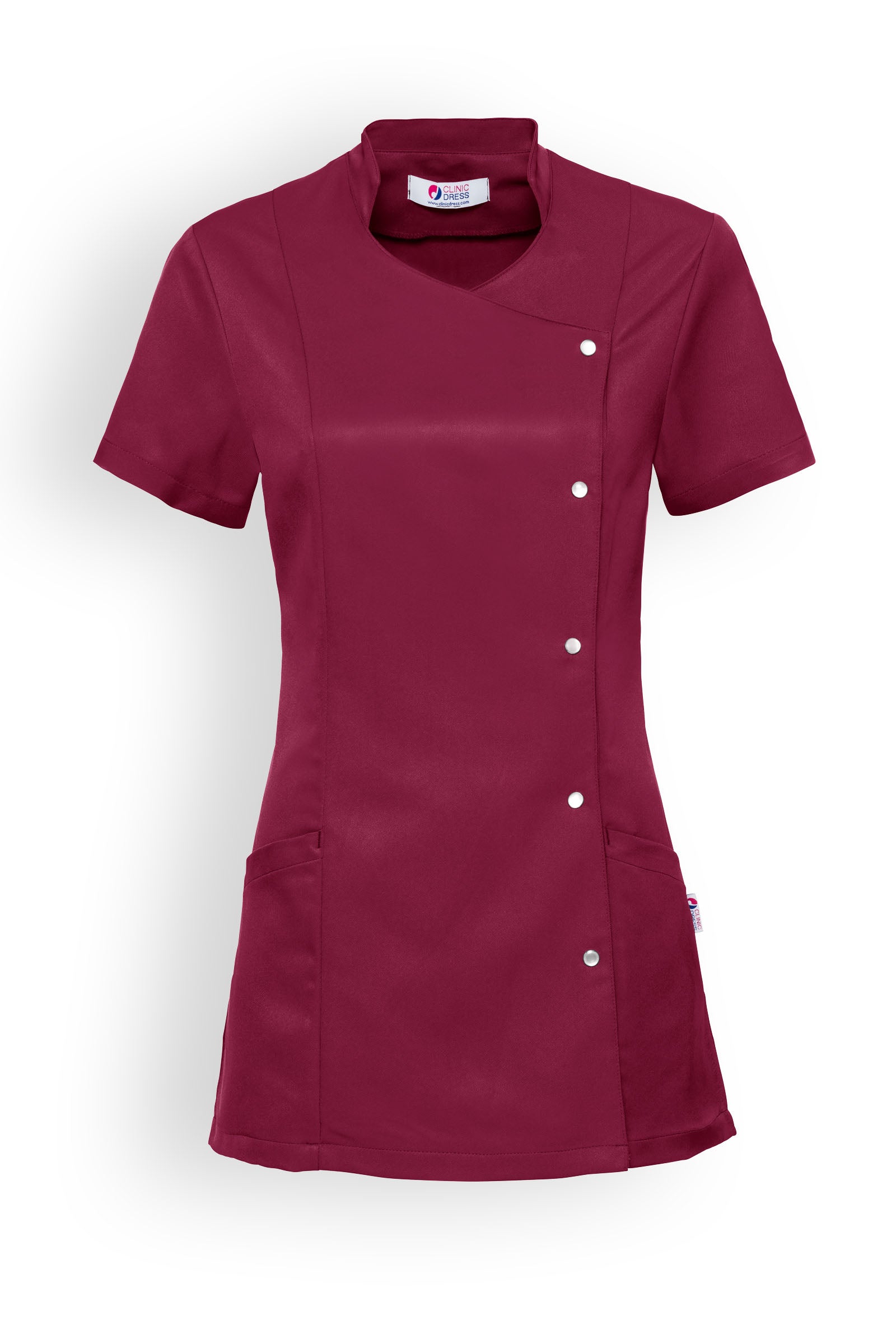 Kasack mit Druckknopfleiste Bordeaux