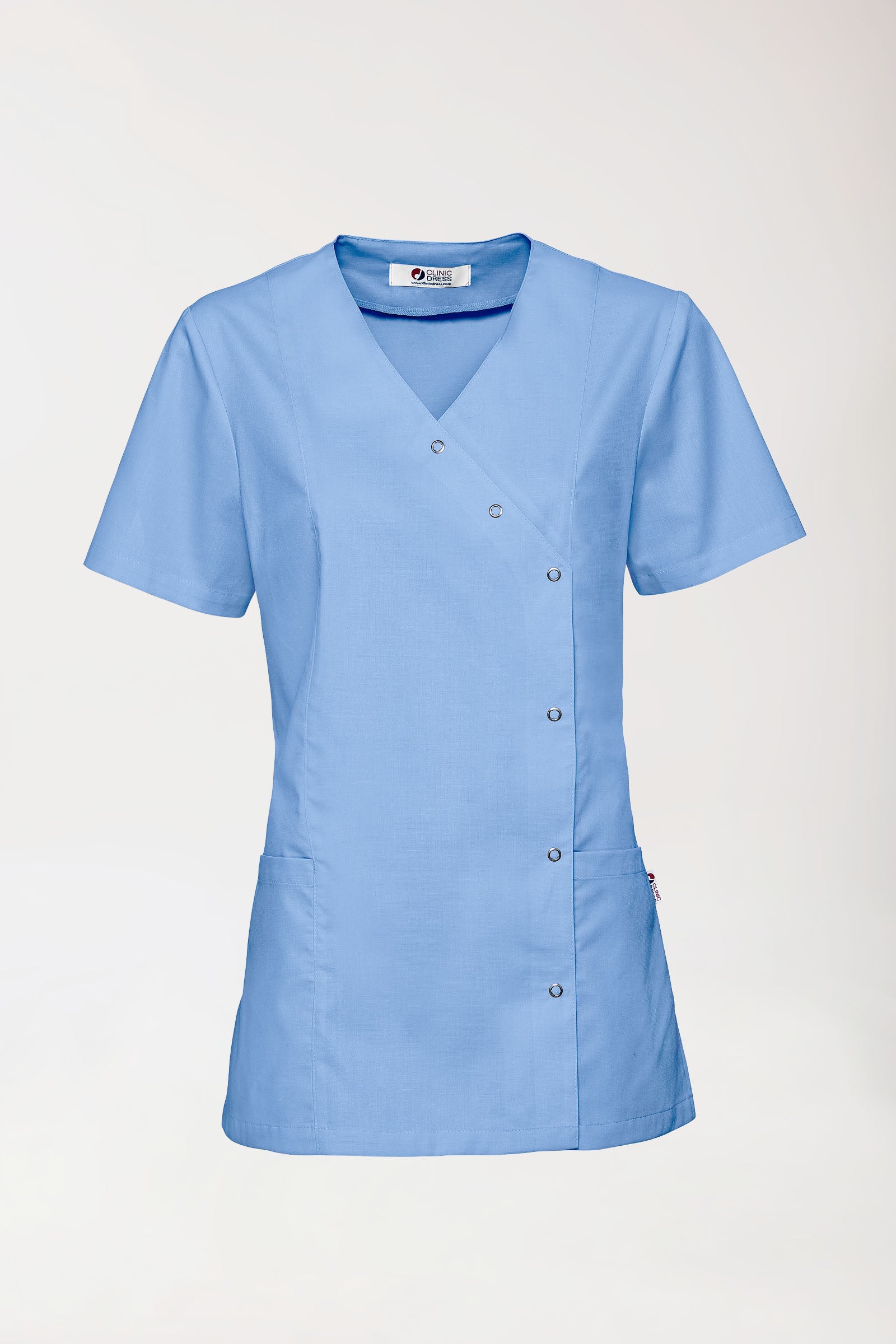 Stretch Kasack Damen - durchgeknöpft himmelblau