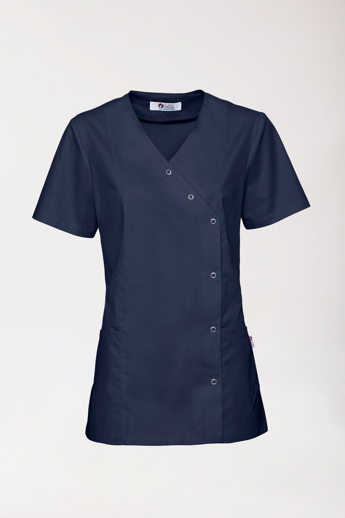 Stretch Kasack Damen - durchgeknöpft navy, Vorderansicht