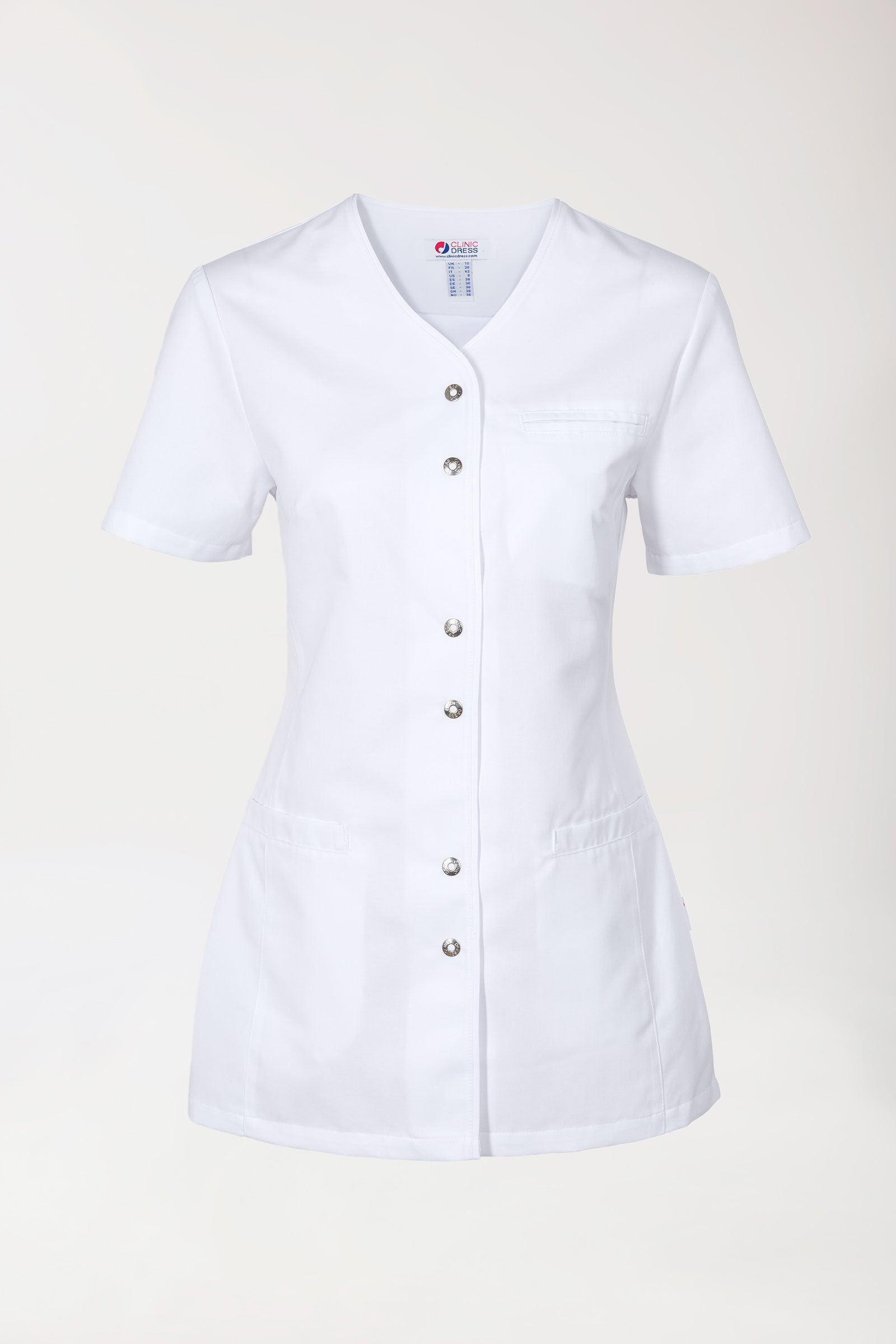 Beauty Kasack Damen - Druckknopfleiste weiß