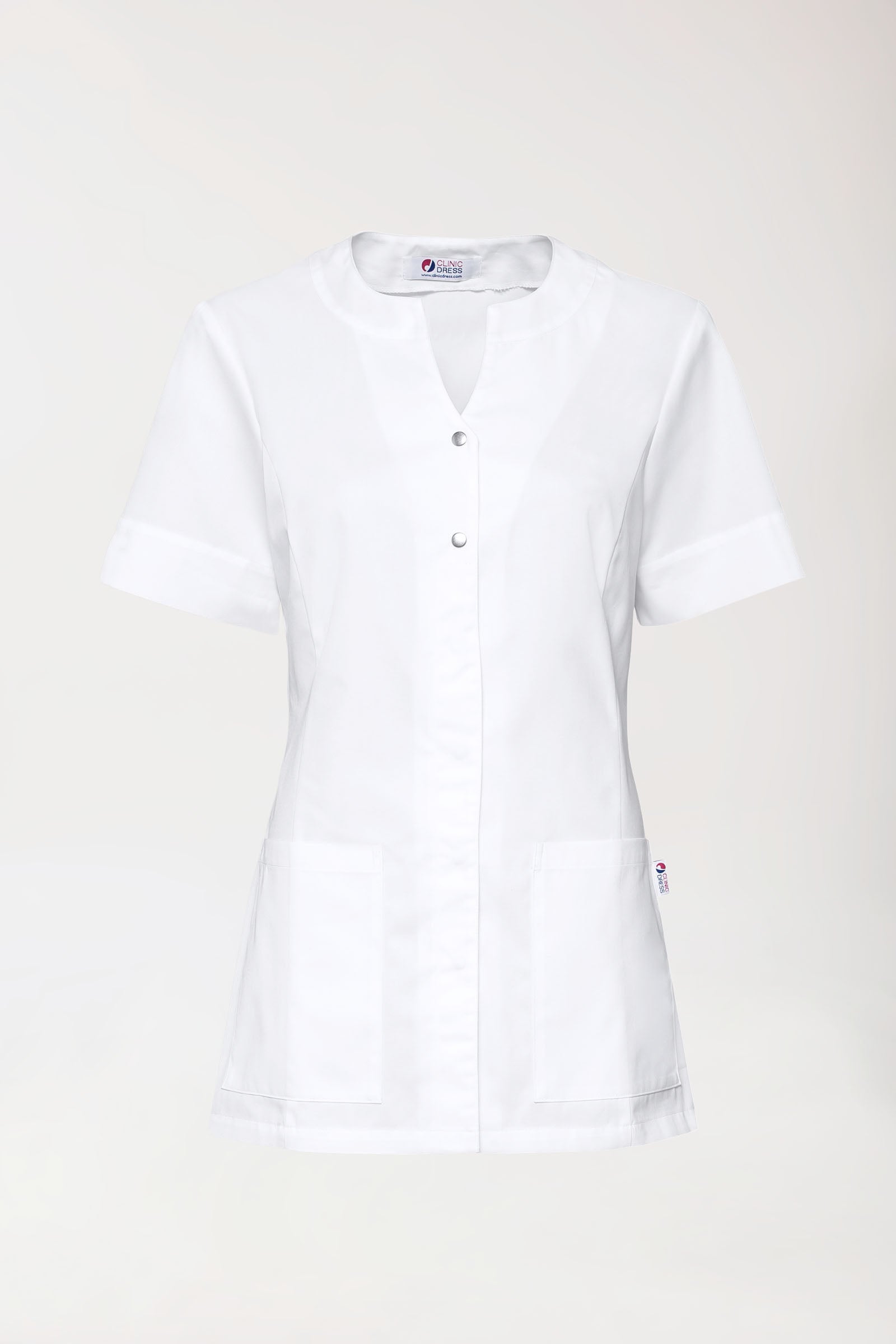 Beauty Kasack Damen - verdeckte Knopfleiste weiß