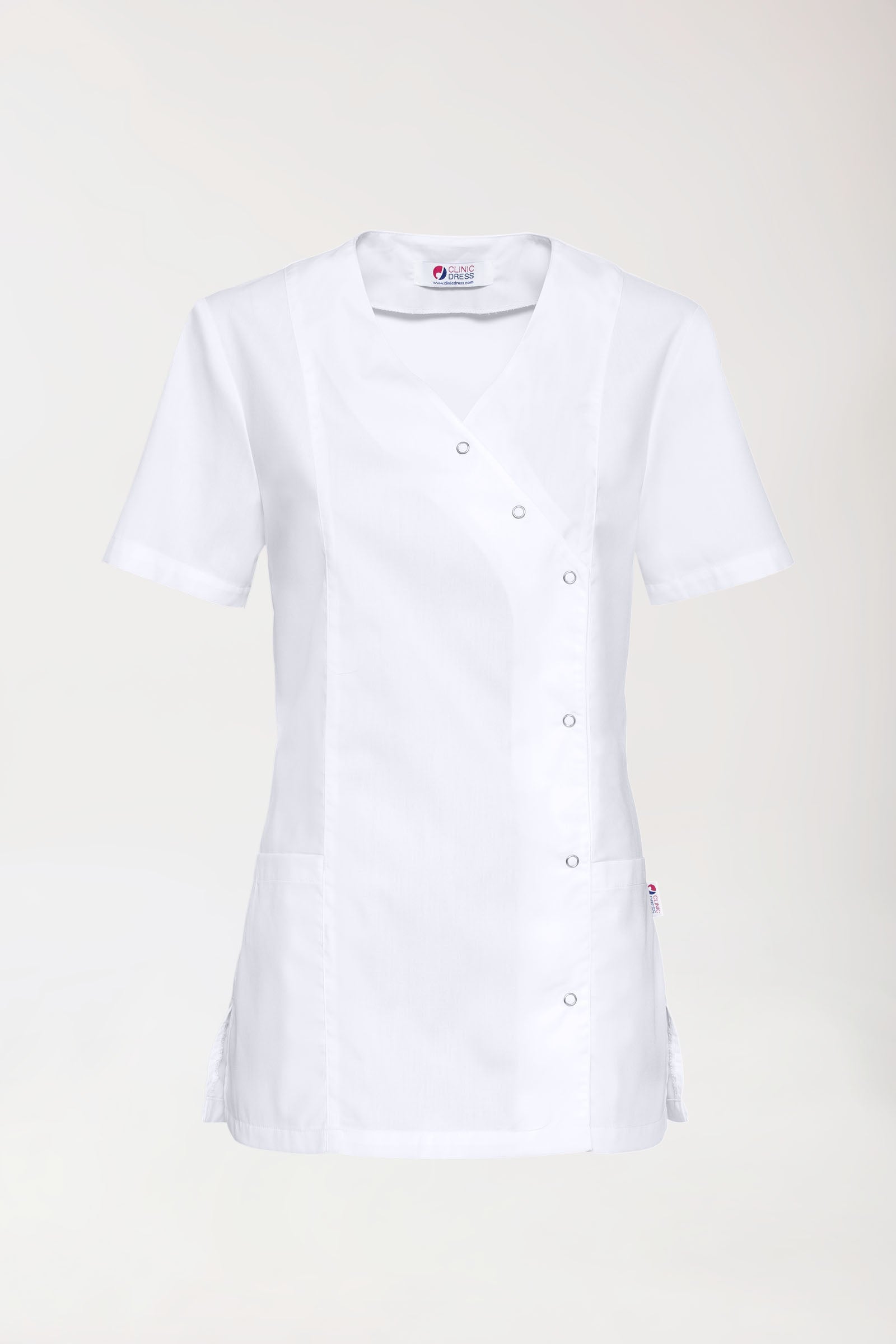 Stretch Kasack Damen - durchgeknöpft weiß