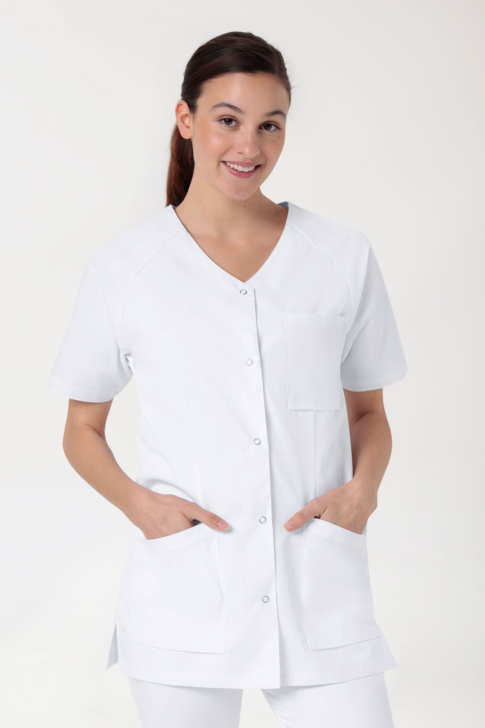 DER Kasack-Kasack Damen - durchgeknöpft weiß