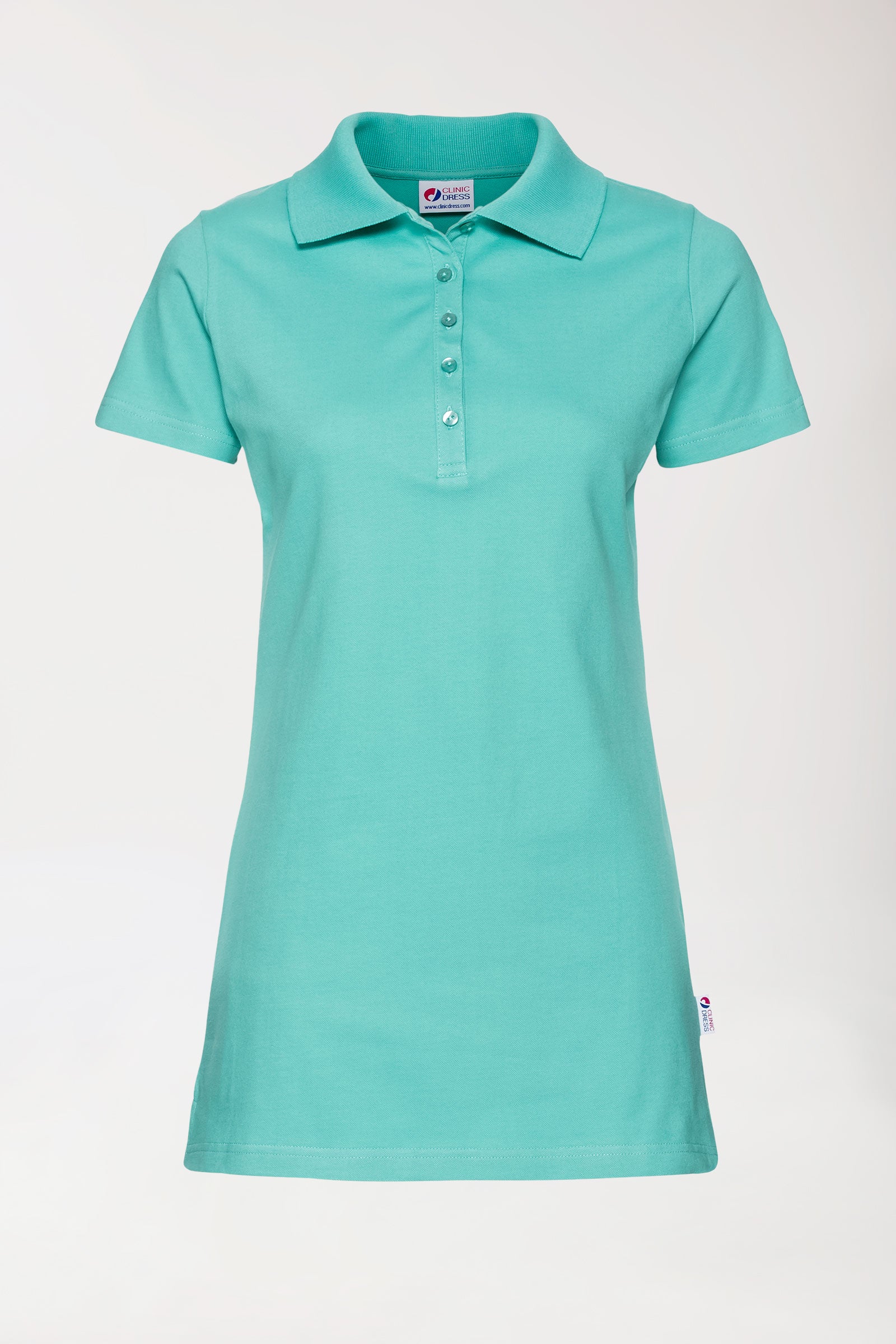 Stretch Longshirt Damen - Polokragen aqua green