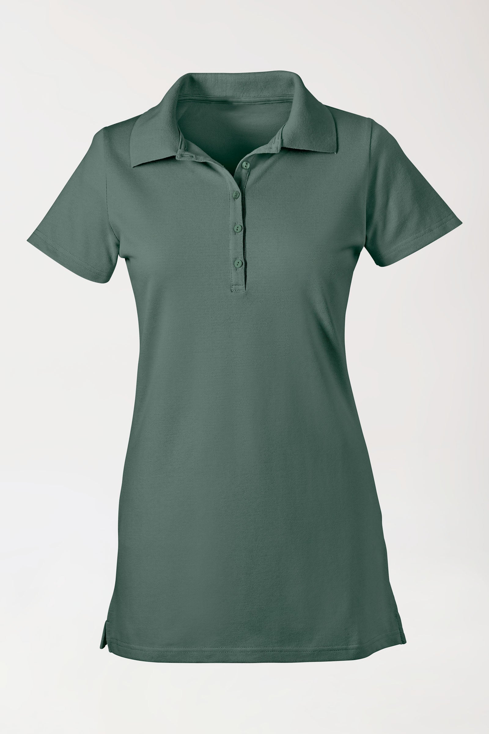 Stretch Longshirt Damen - Polokragen dunkelgrün