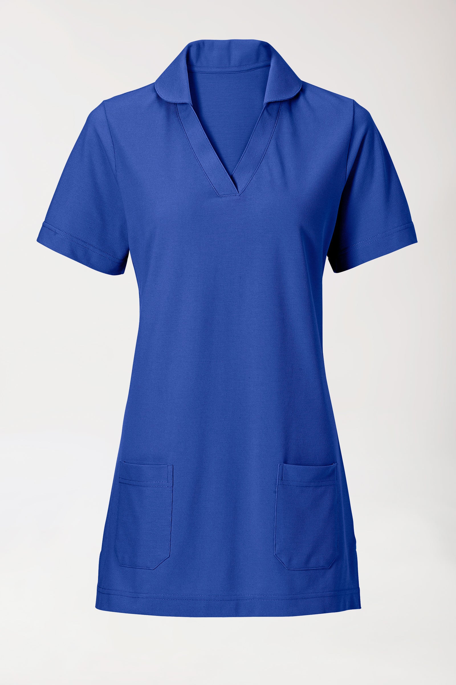 Piqué Longshirt Damen - mit Kragen königsblau