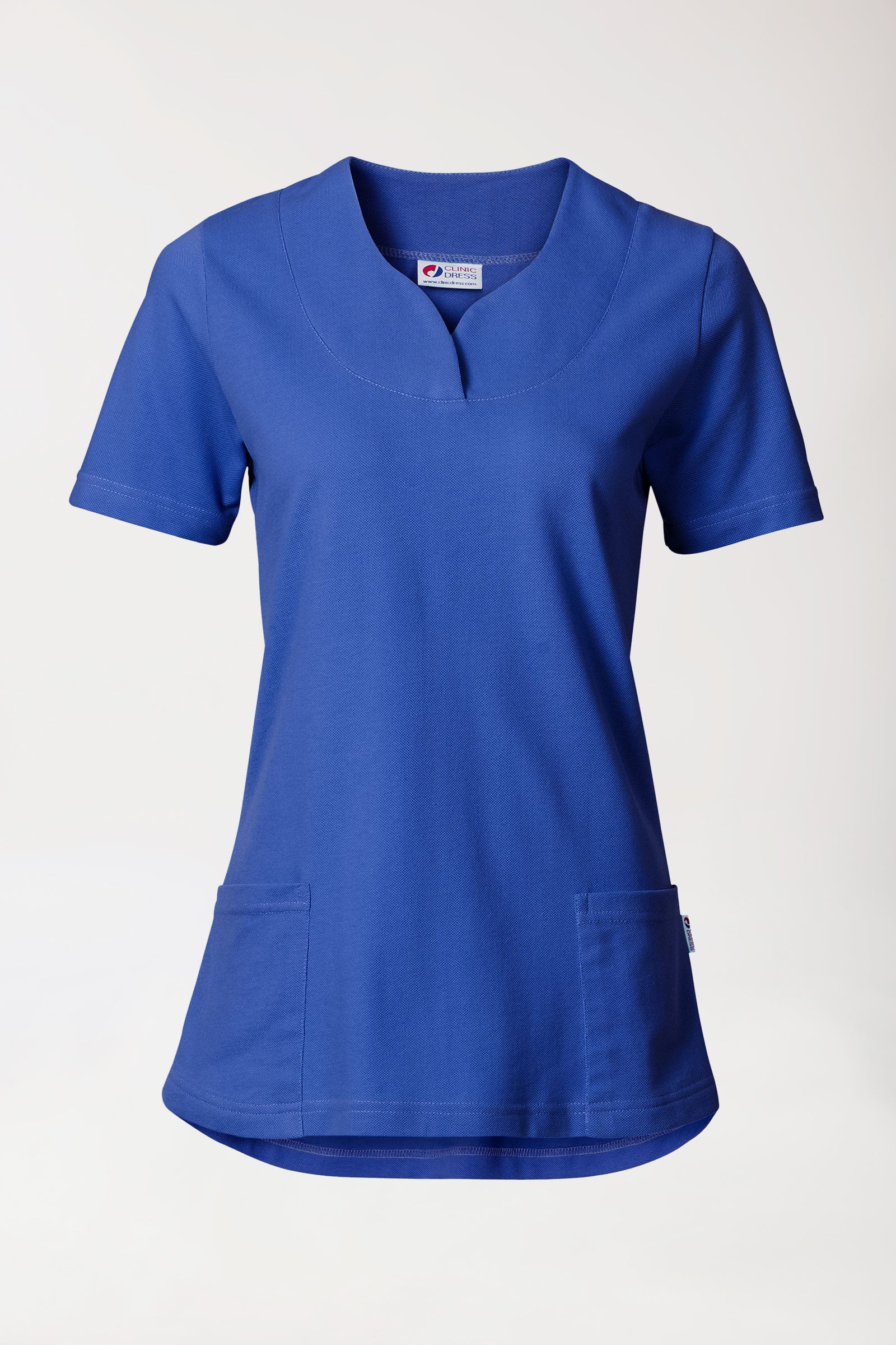Piqué Longshirt Damen - diagonaler Ausschnitt königsblau