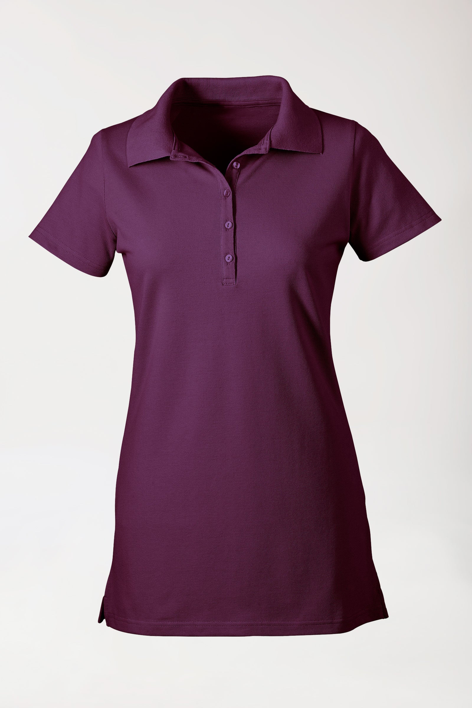 Stretch Longshirt Damen - Polokragen pflaume