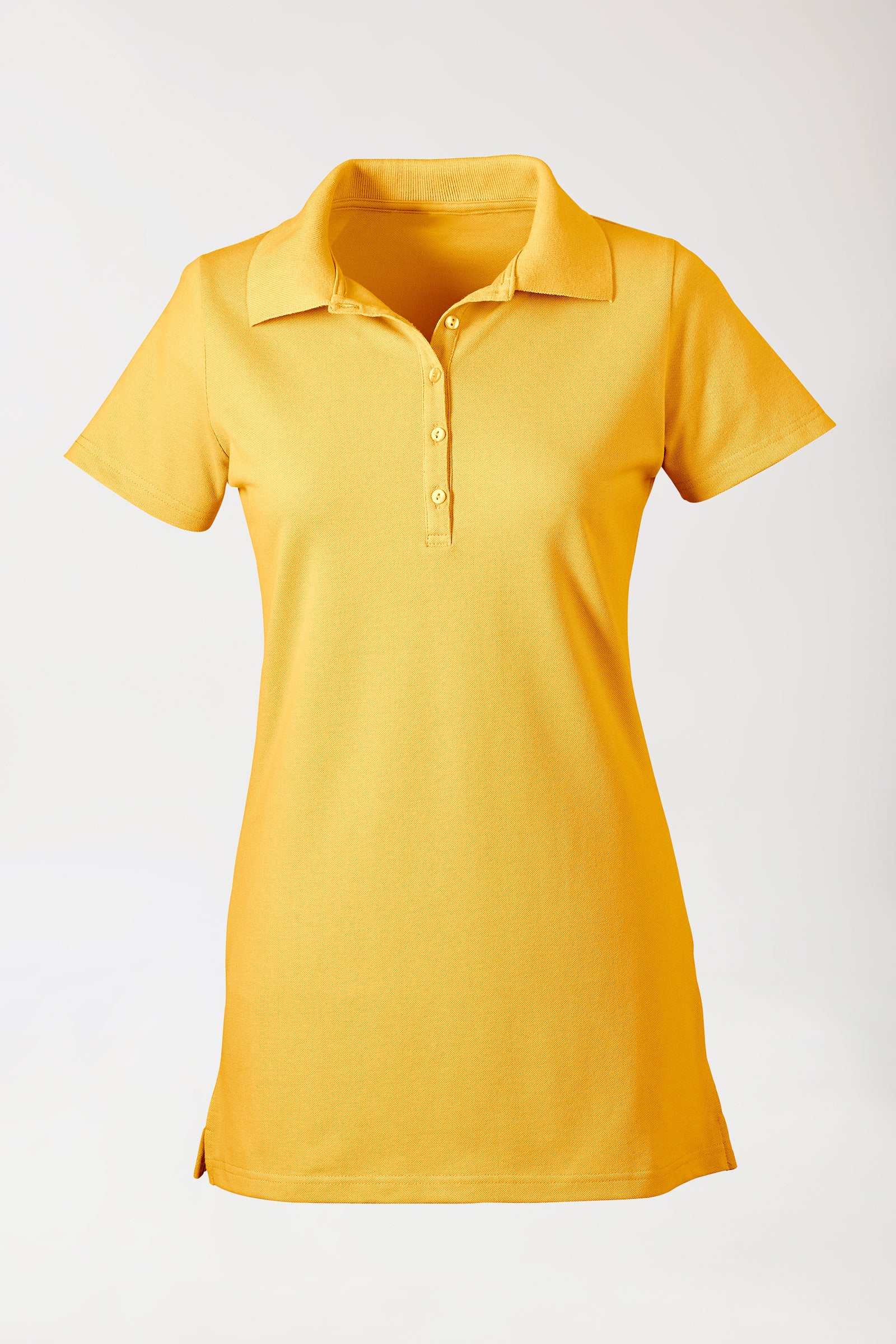 Stretch Longshirt Damen - Polokragen sonnengelb