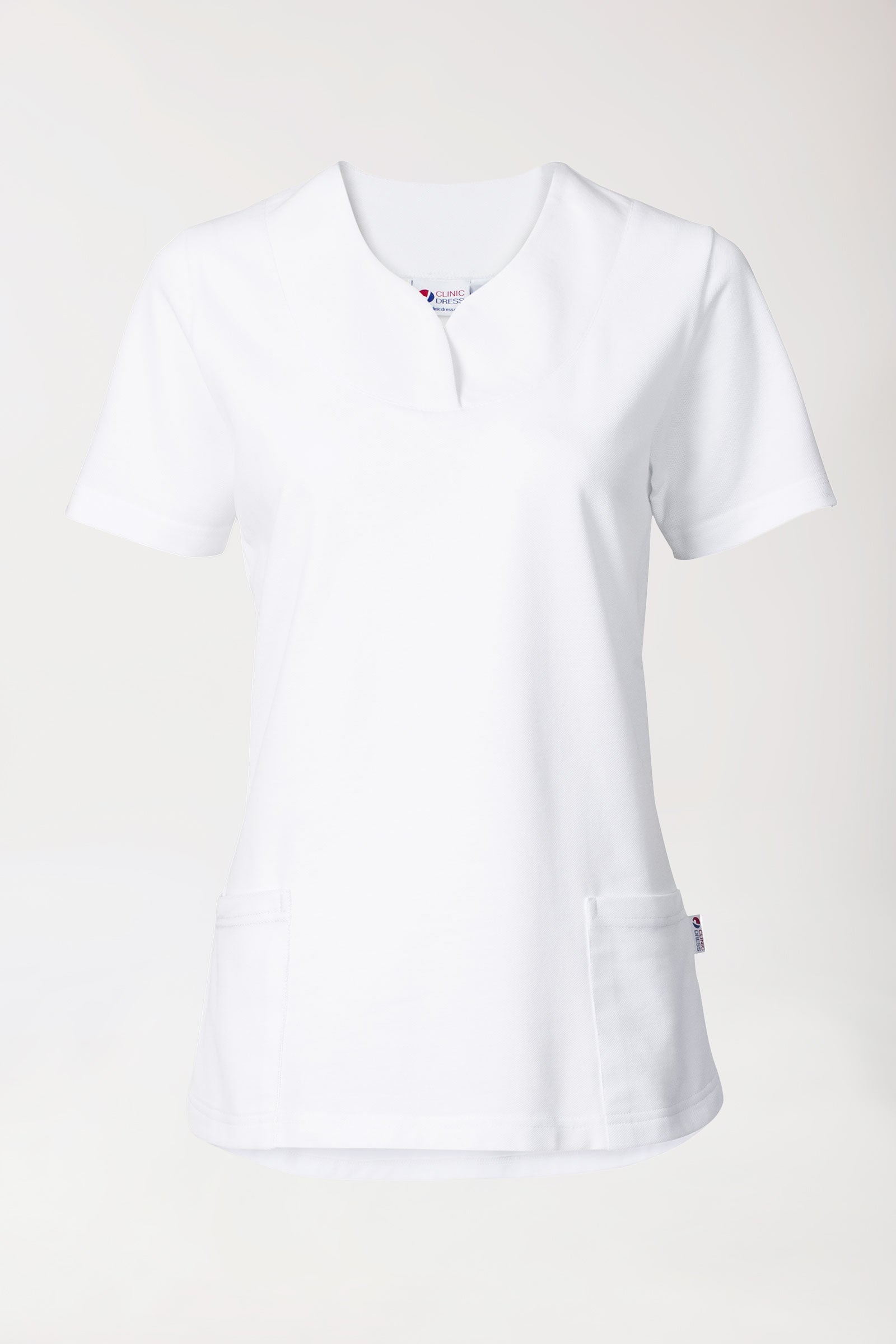 Piqué Longshirt Damen - diagonaler Ausschnitt weiß