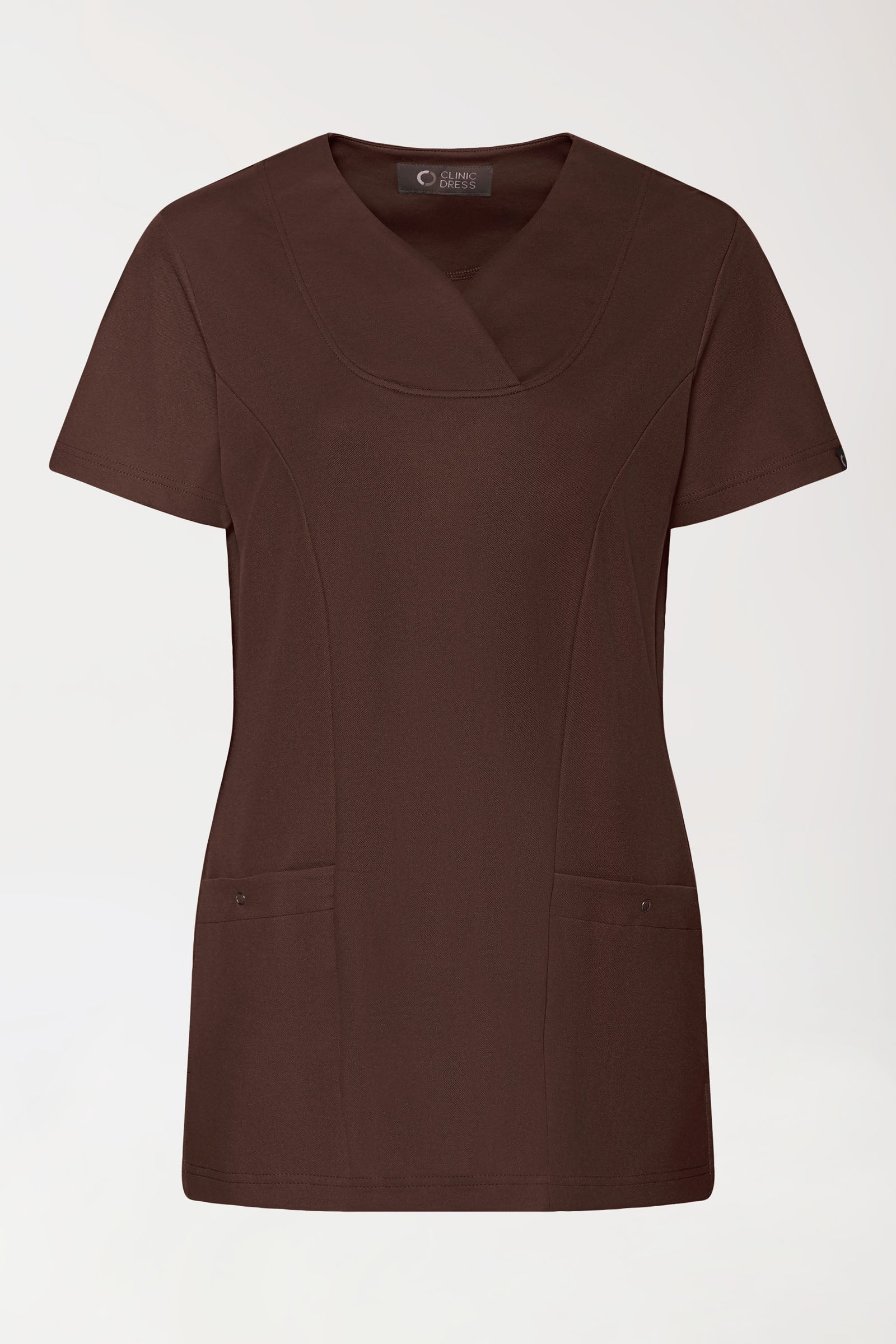 COMFY FLEX Stretch Schlupfkasack Damen - Herzausschnitt coffee, Vorderansicht
