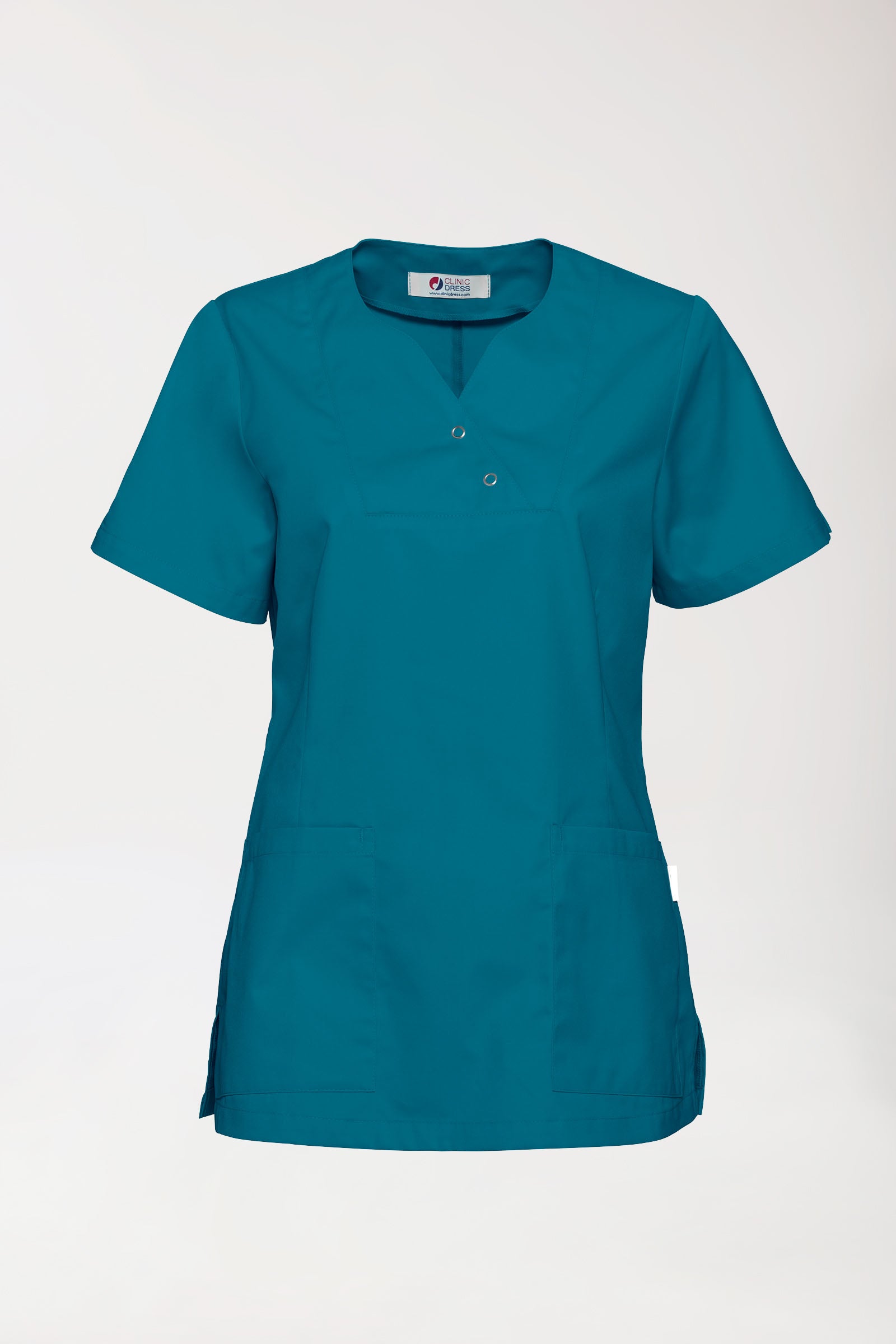 CORE Schlupfkasack Damen curved fit - mit Druckknöpfen petrol