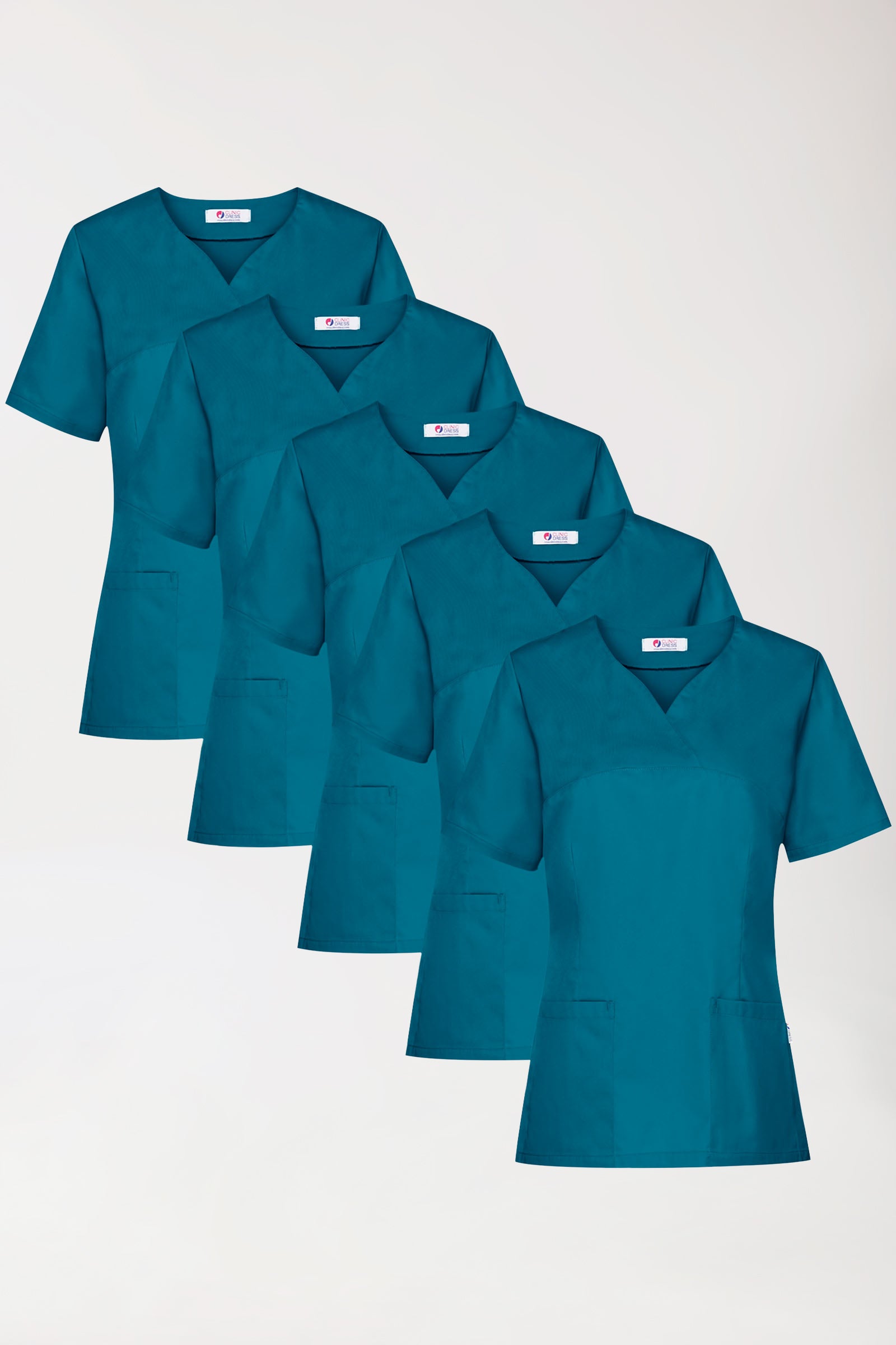 CORE Schlupfkasack Damen - 5er-Pack - Herzausschnitt petrol