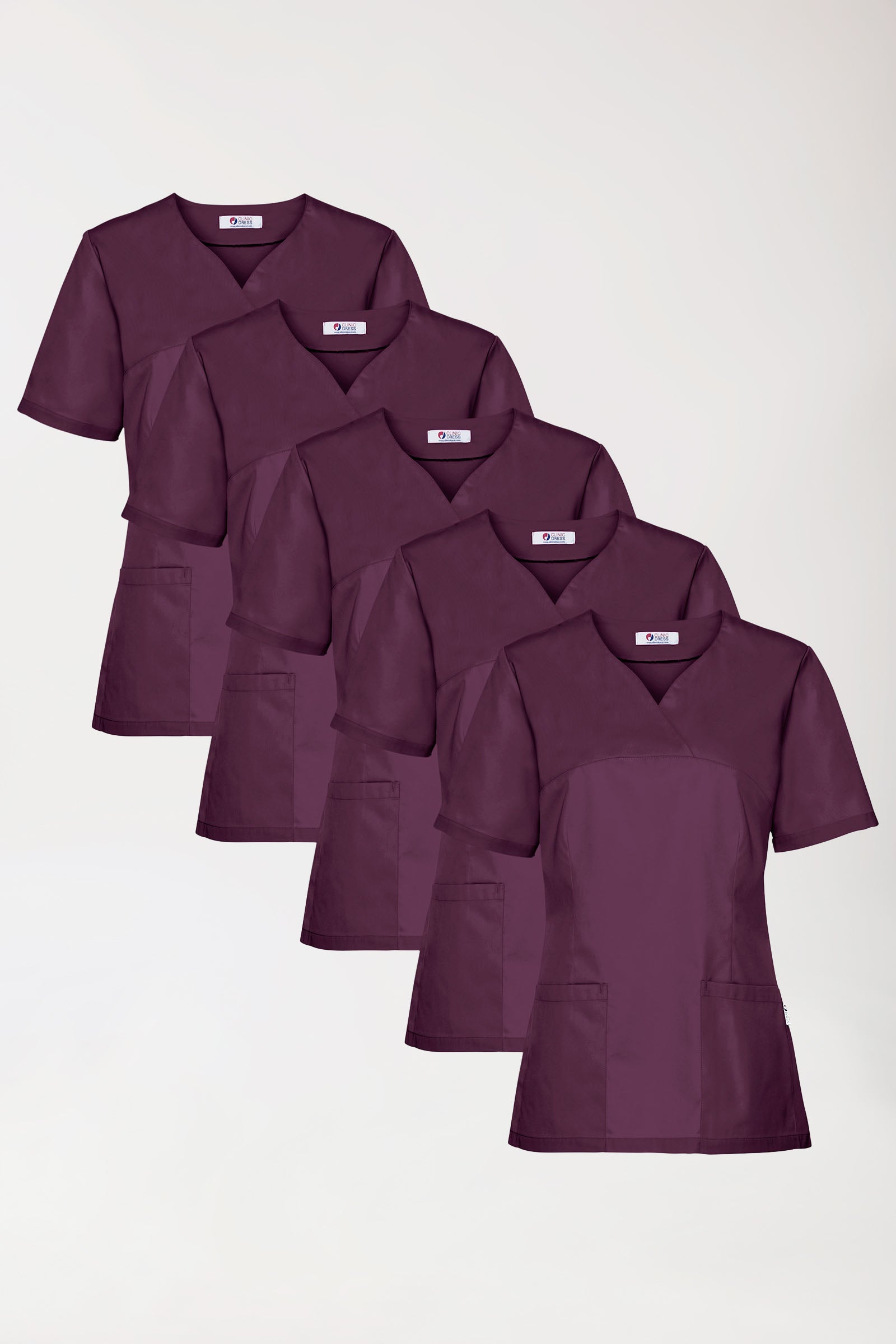 CORE Schlupfkasack Damen - 5er-Pack - Herzausschnitt pflaume