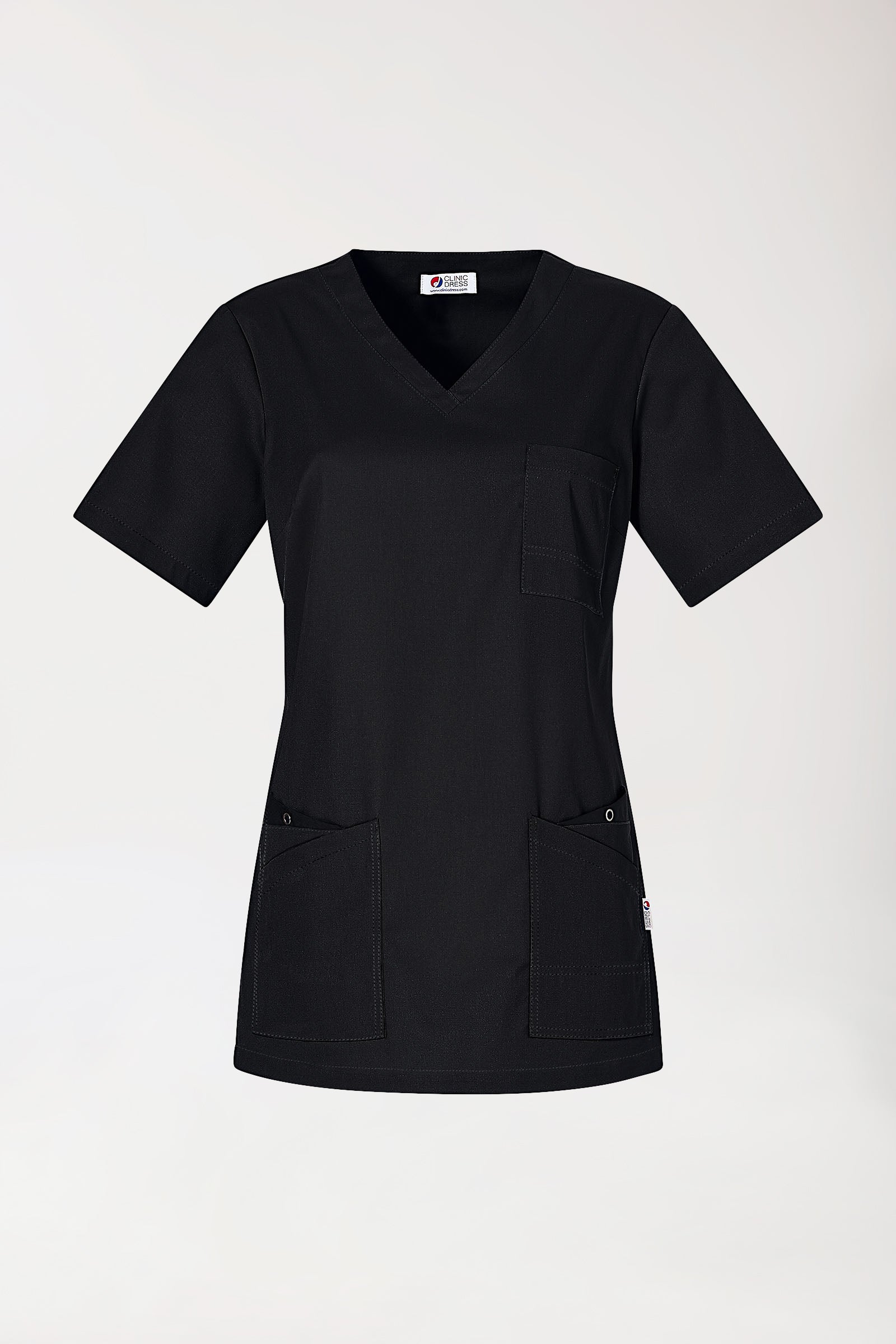 CLINIC STRETCH Schlupfkasack Damen - 1/2 Arm schwarz