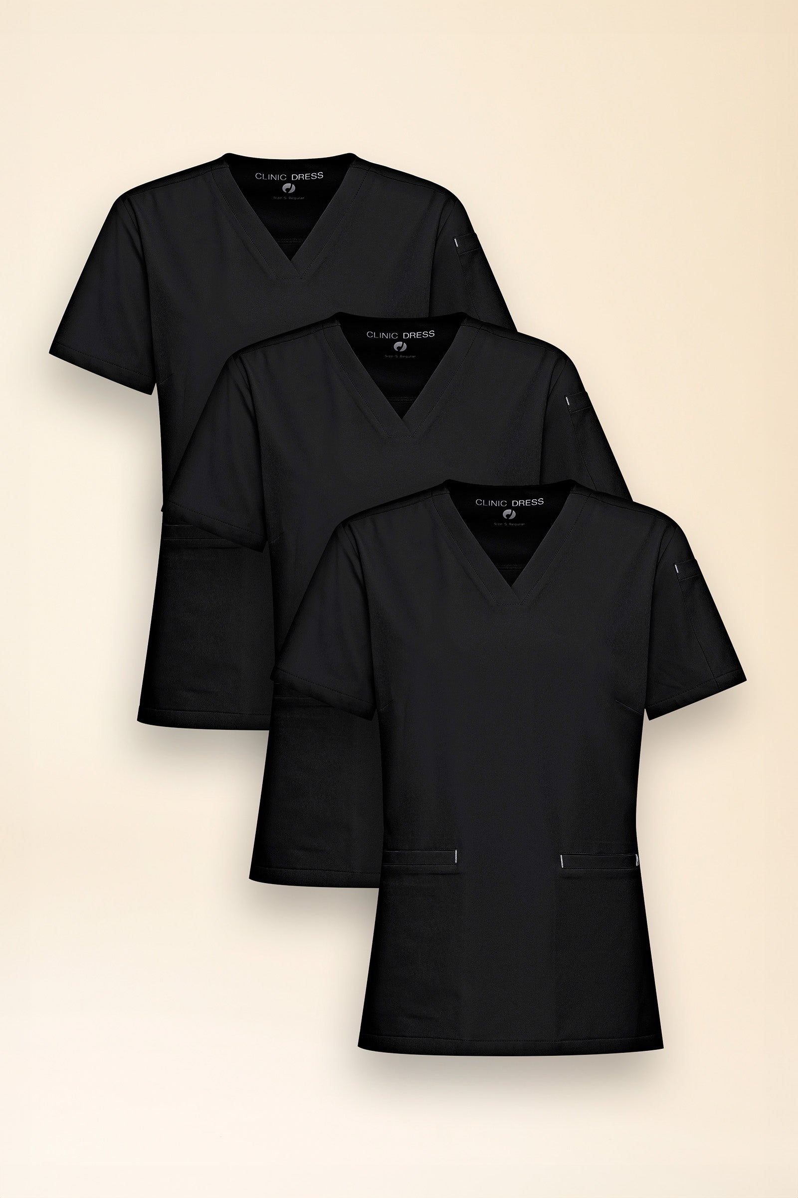 KAERE Schlupfkasack Damen - 3er Pack - V-Ausschnitt schwarz