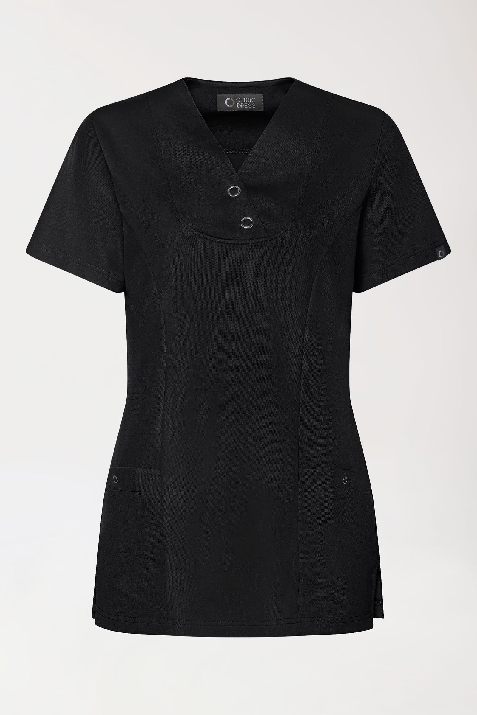 COMFY FLEX Stretch Schlupfkasack Damen - mit Druckknöpfen schwarz