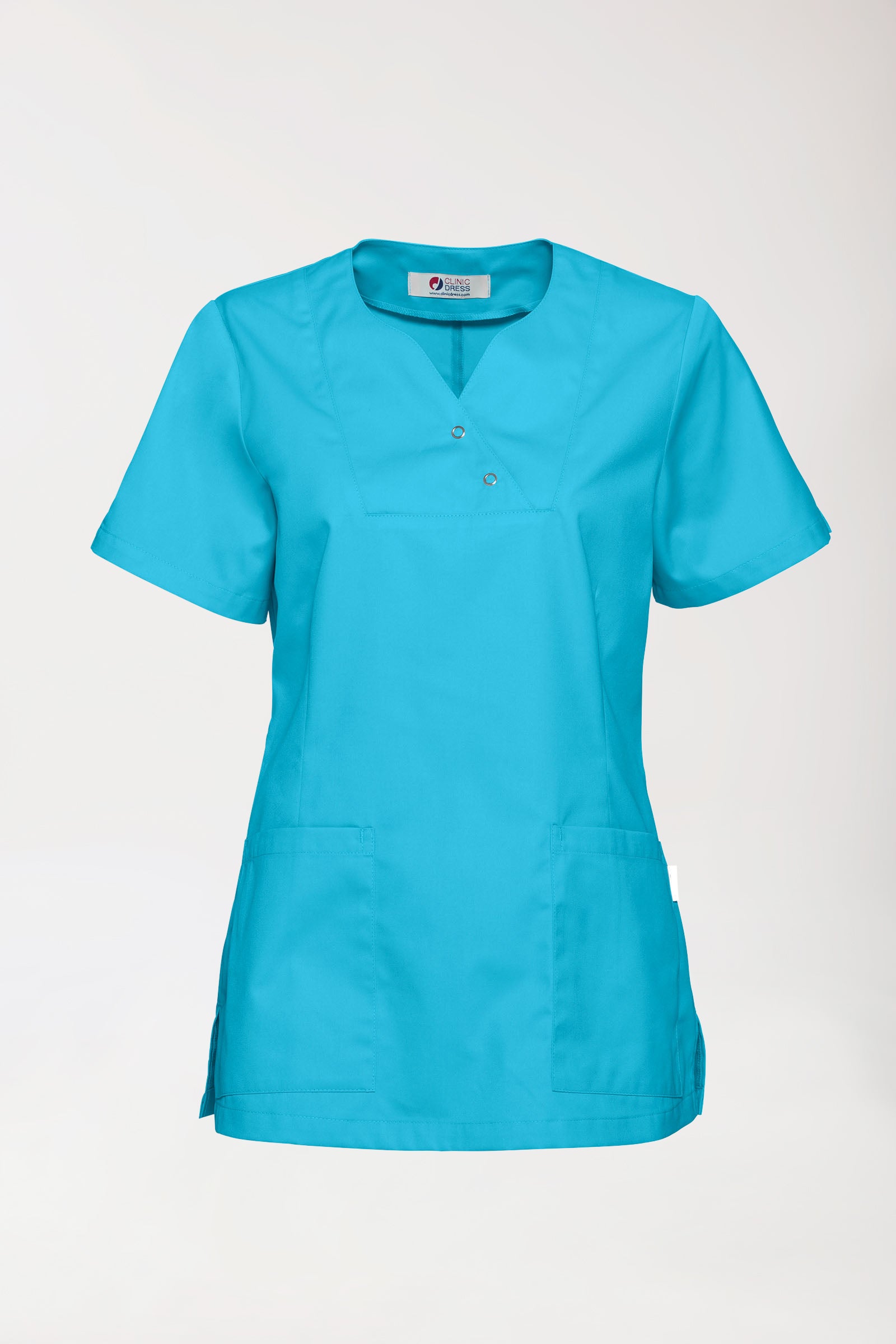 CORE Schlupfkasack Damen curved fit - mit Druckknöpfen türkis