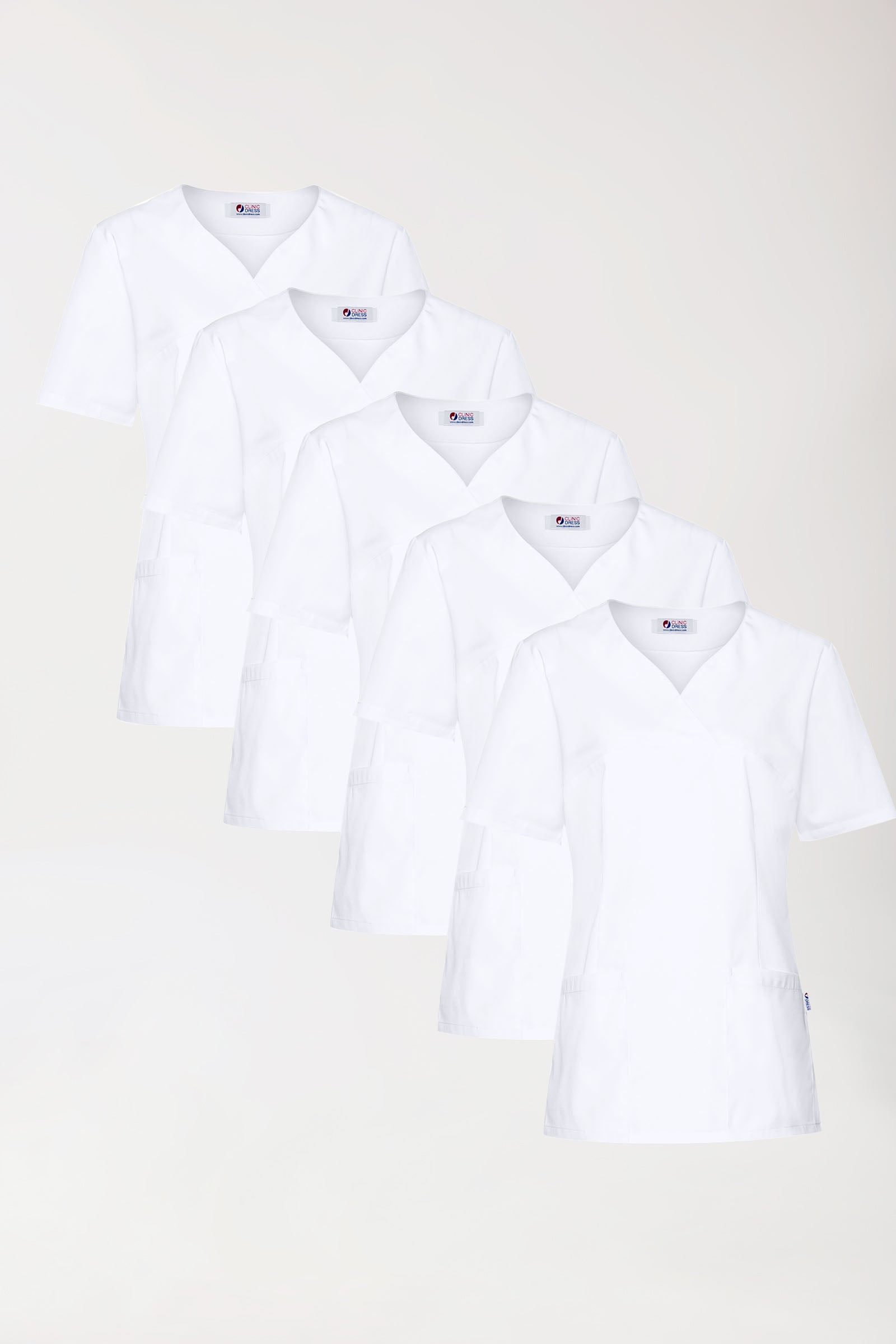 CORE Schlupfkasack Damen - 5er-Pack - Herzausschnitt weiß