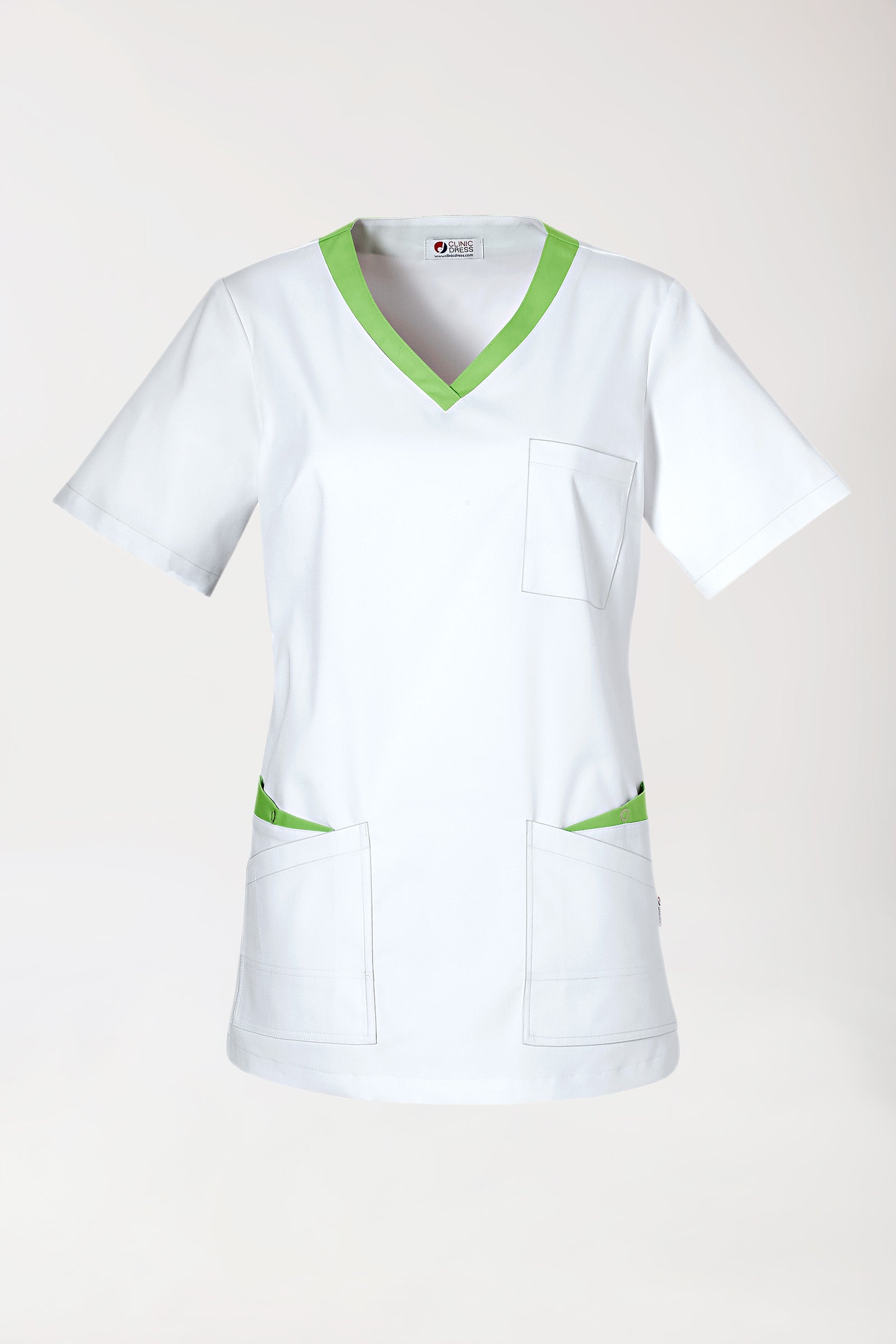 CLINIC STRETCH Schlupfkasack Damen - 1/2 Arm weiß/apfelgrün