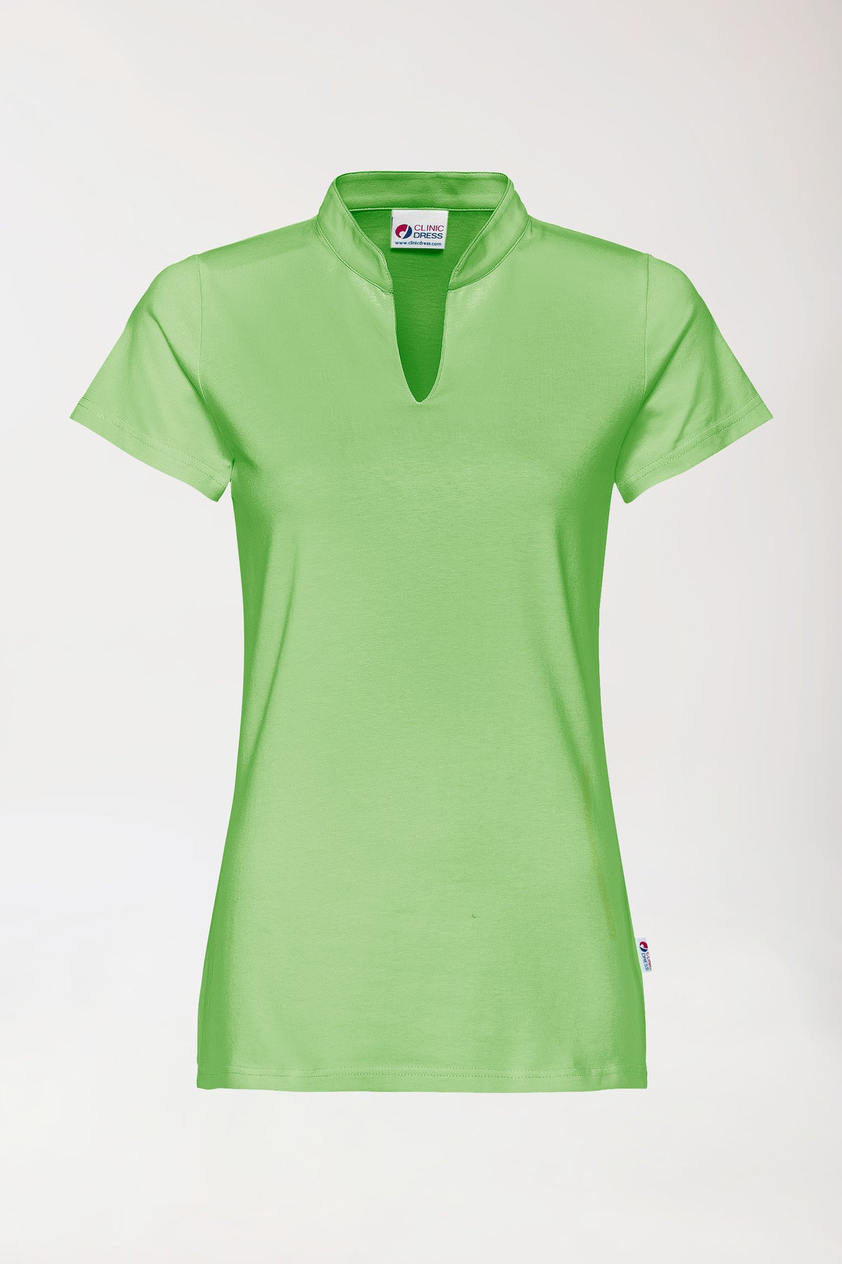 Stretch Shirt Damen - Stehkragen apfelgrün, Vorderansicht