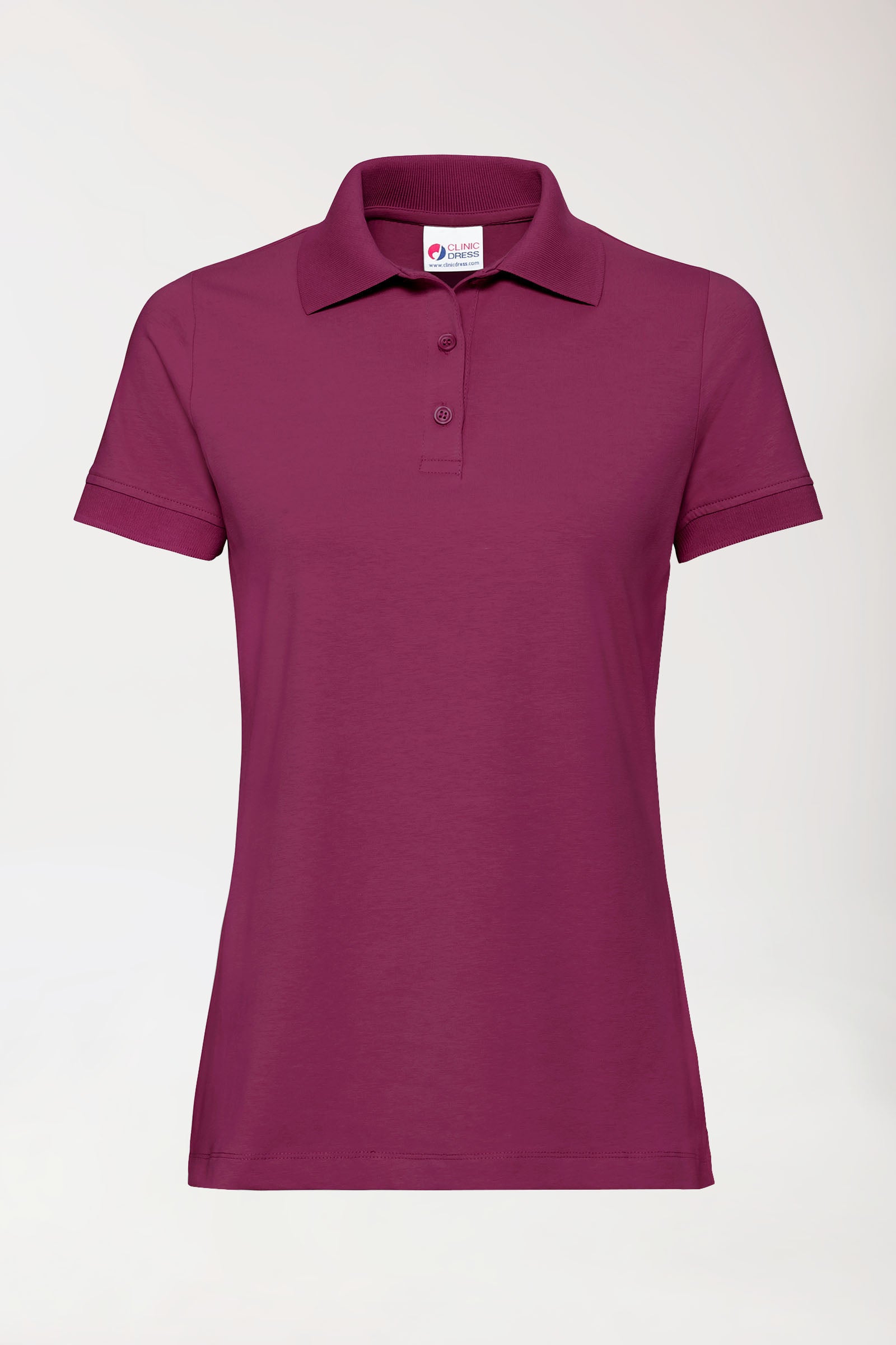 Stretch Shirt Damen - Polokragen - Knopfleiste berry