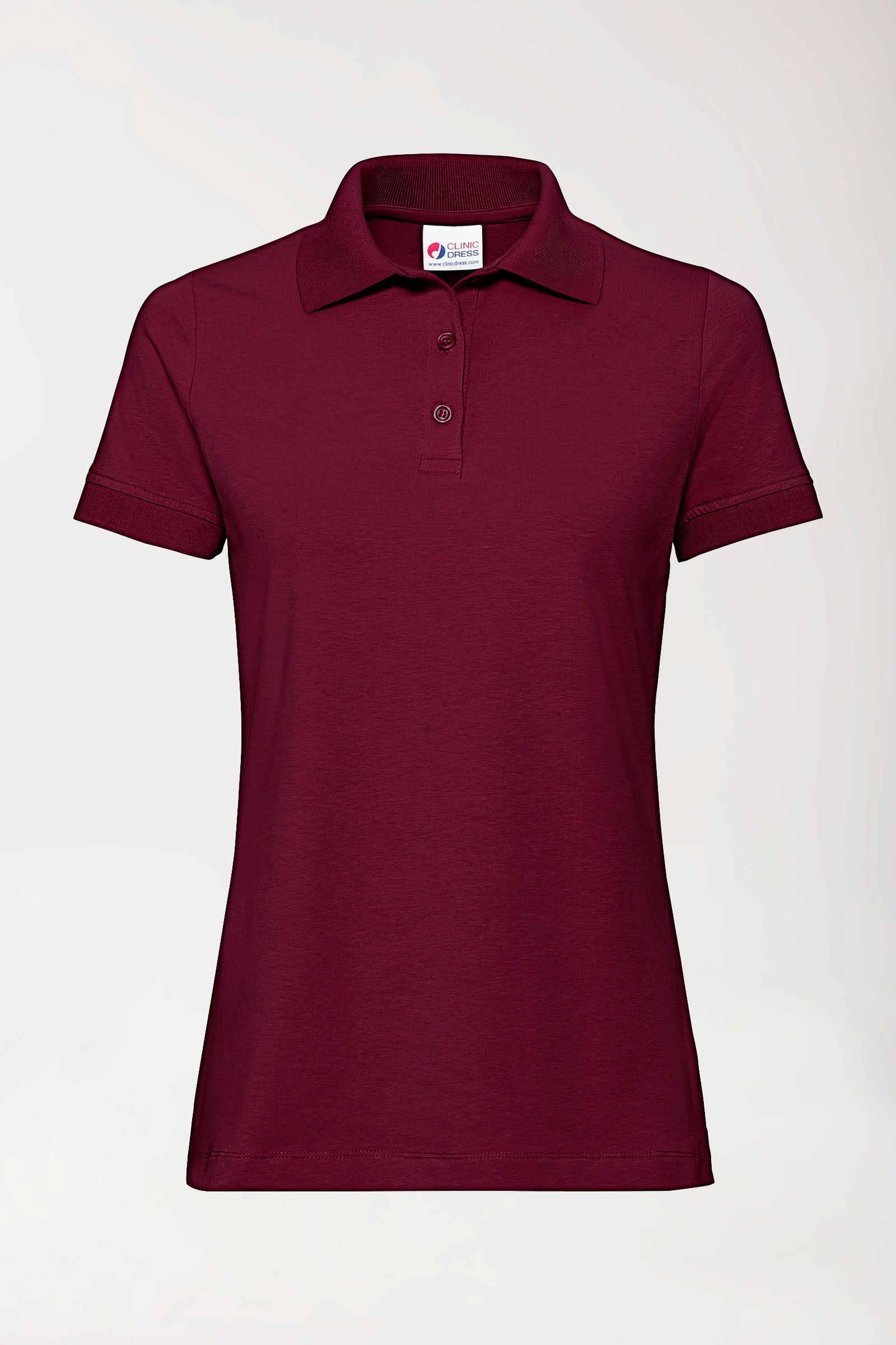 Stretch Shirt Damen - Polokragen - Knopfleiste bordeaux
