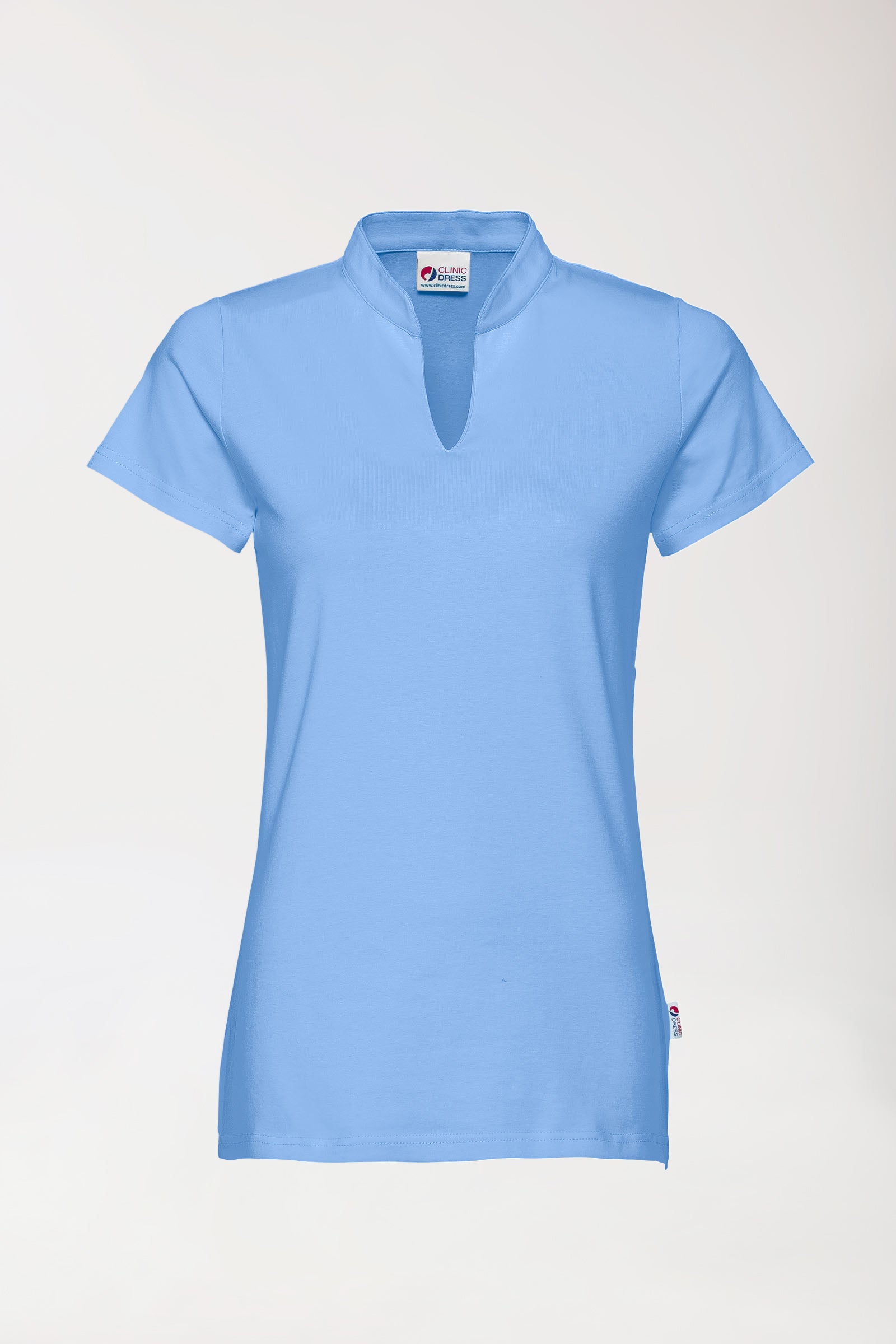 Stretch Shirt Damen - Stehkragen himmelblau