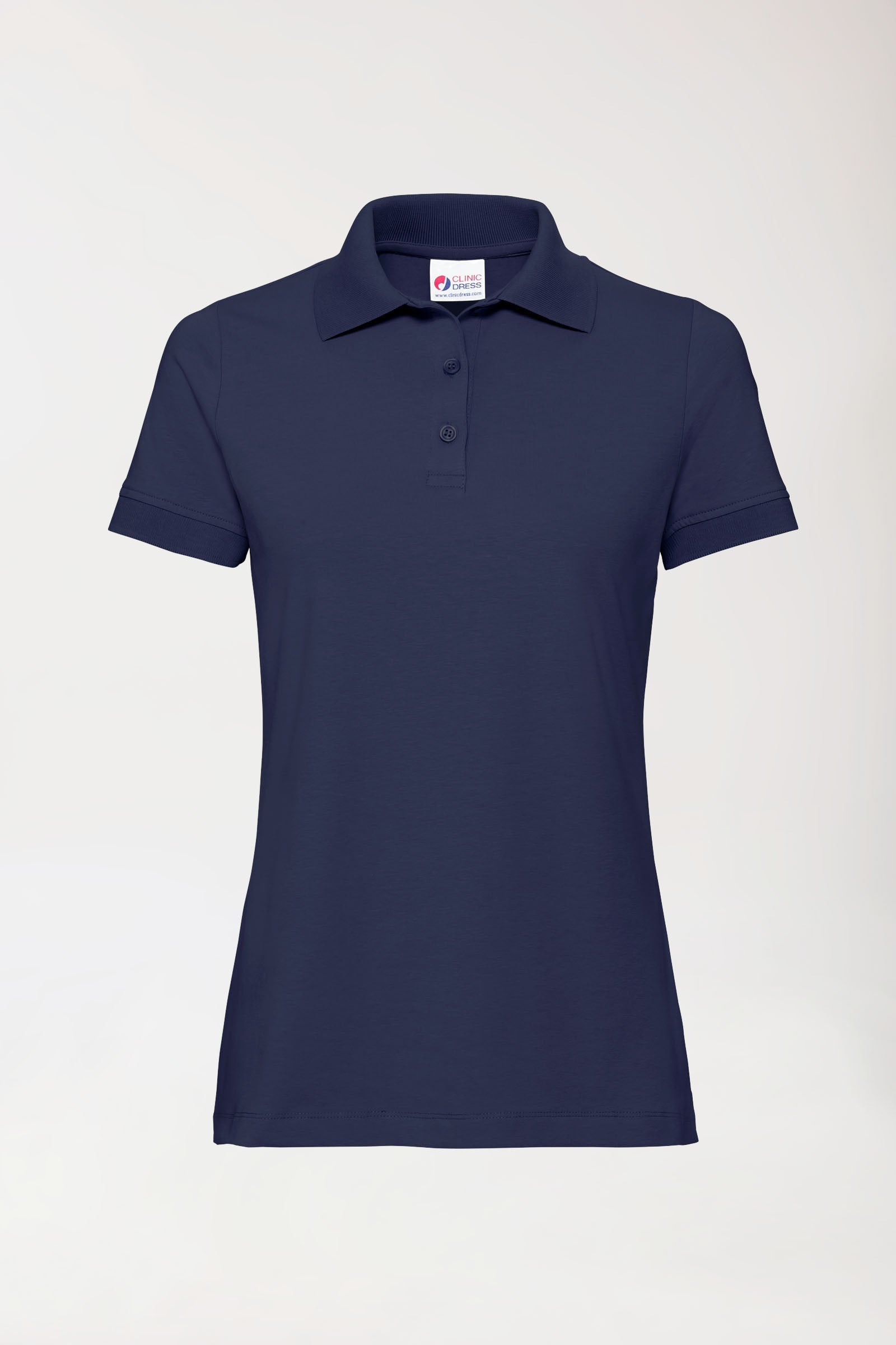 Stretch Shirt Damen - Polokragen - Knopfleiste navy