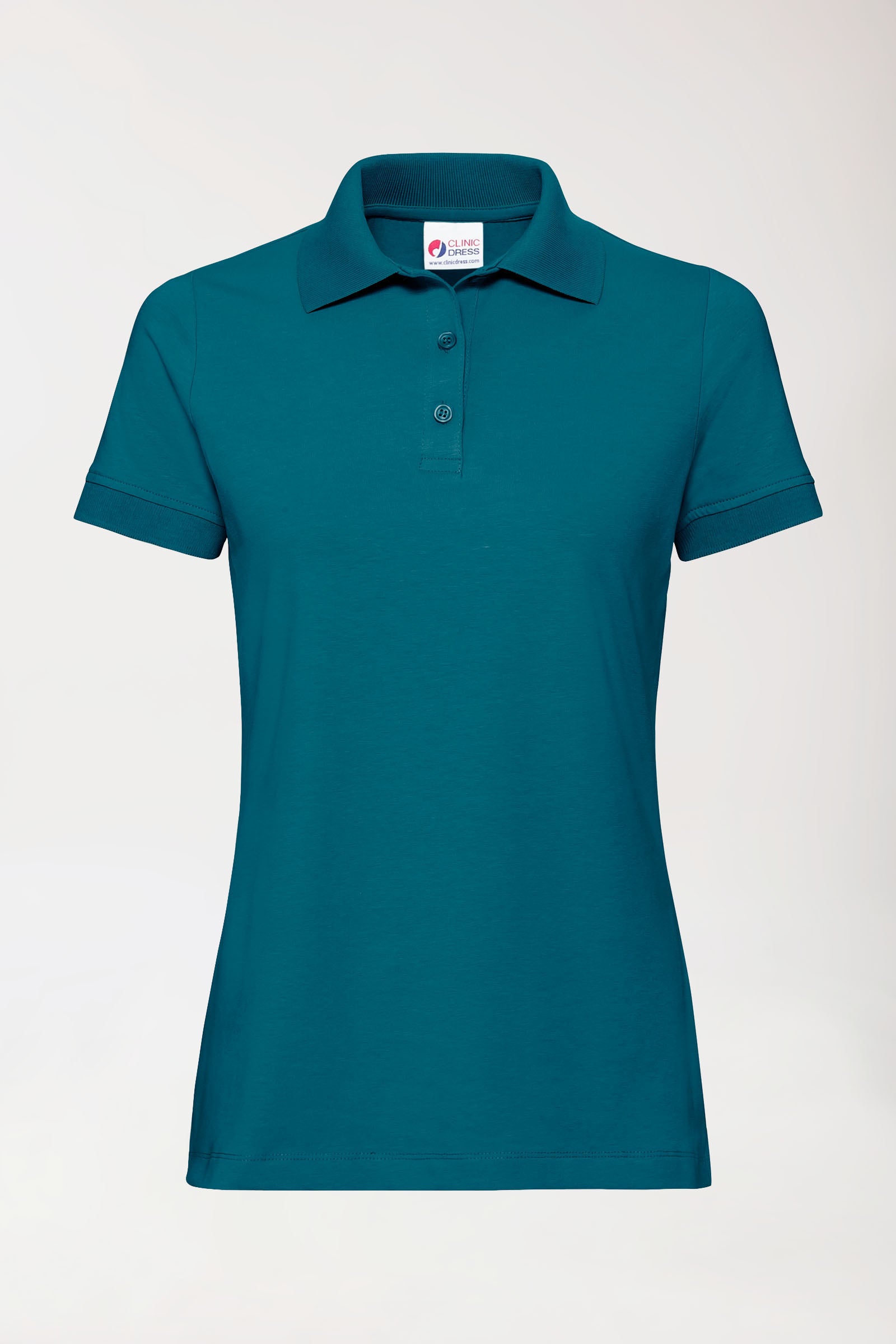 Stretch Shirt Damen - Polokragen - Knopfleiste petrol