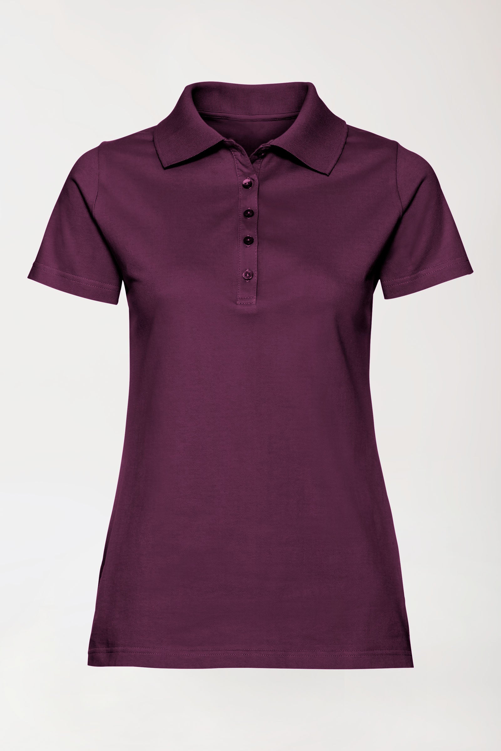 Stretch Shirt Damen - Polokragen pflaume