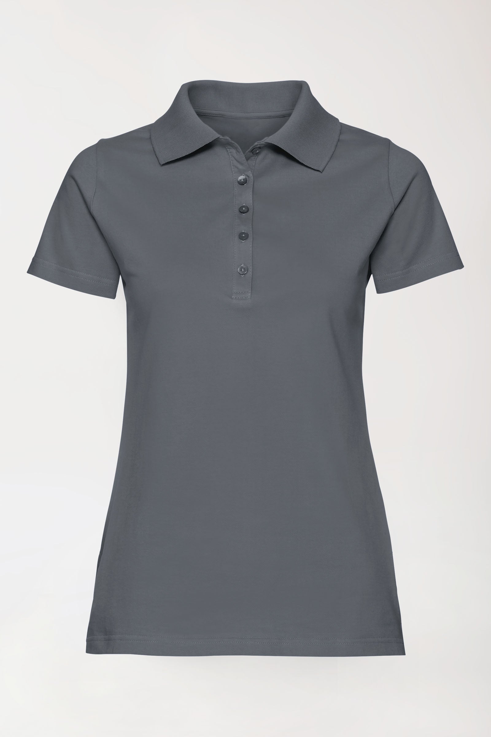 Stretch Shirt Damen - Polokragen steingrau