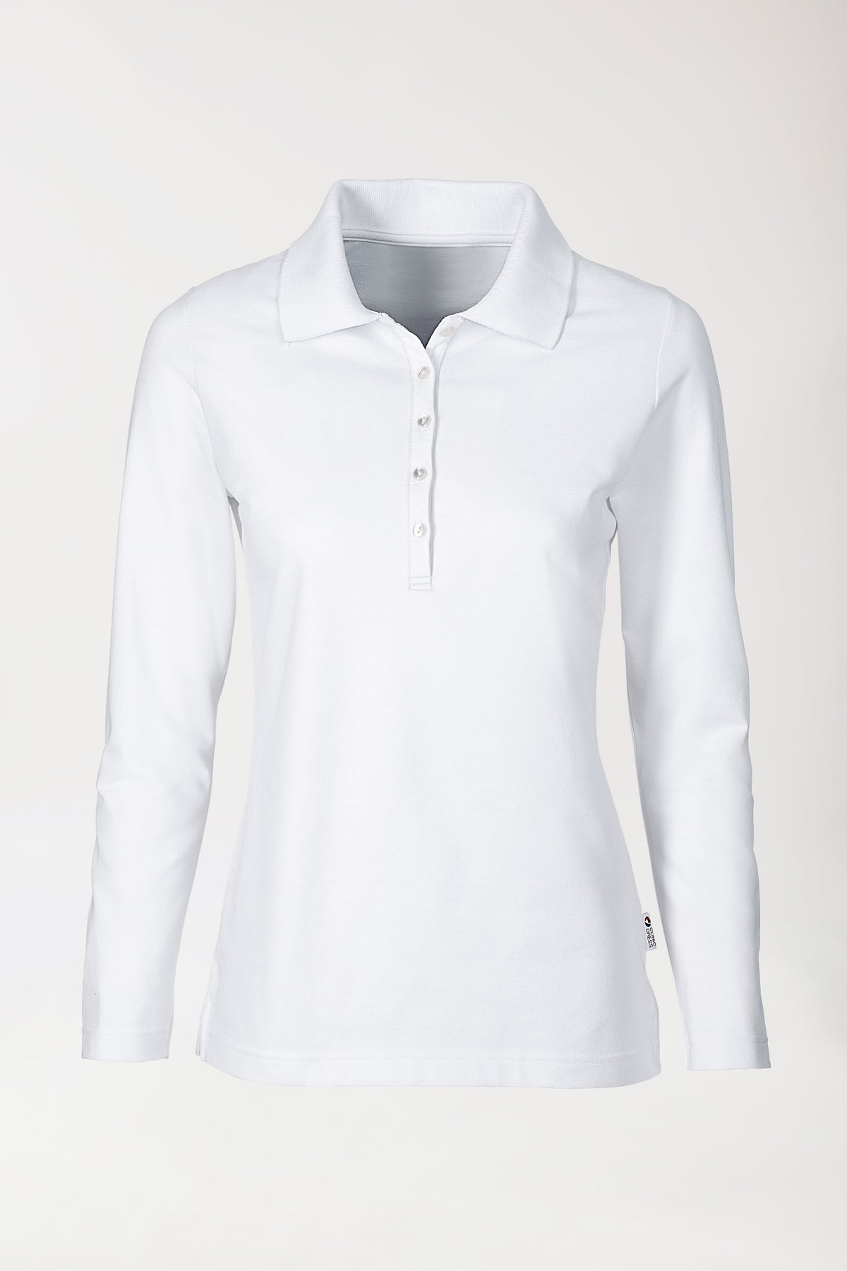 Stretch Shirt Damen - 1/1 Arm mit Polokragen weiß
