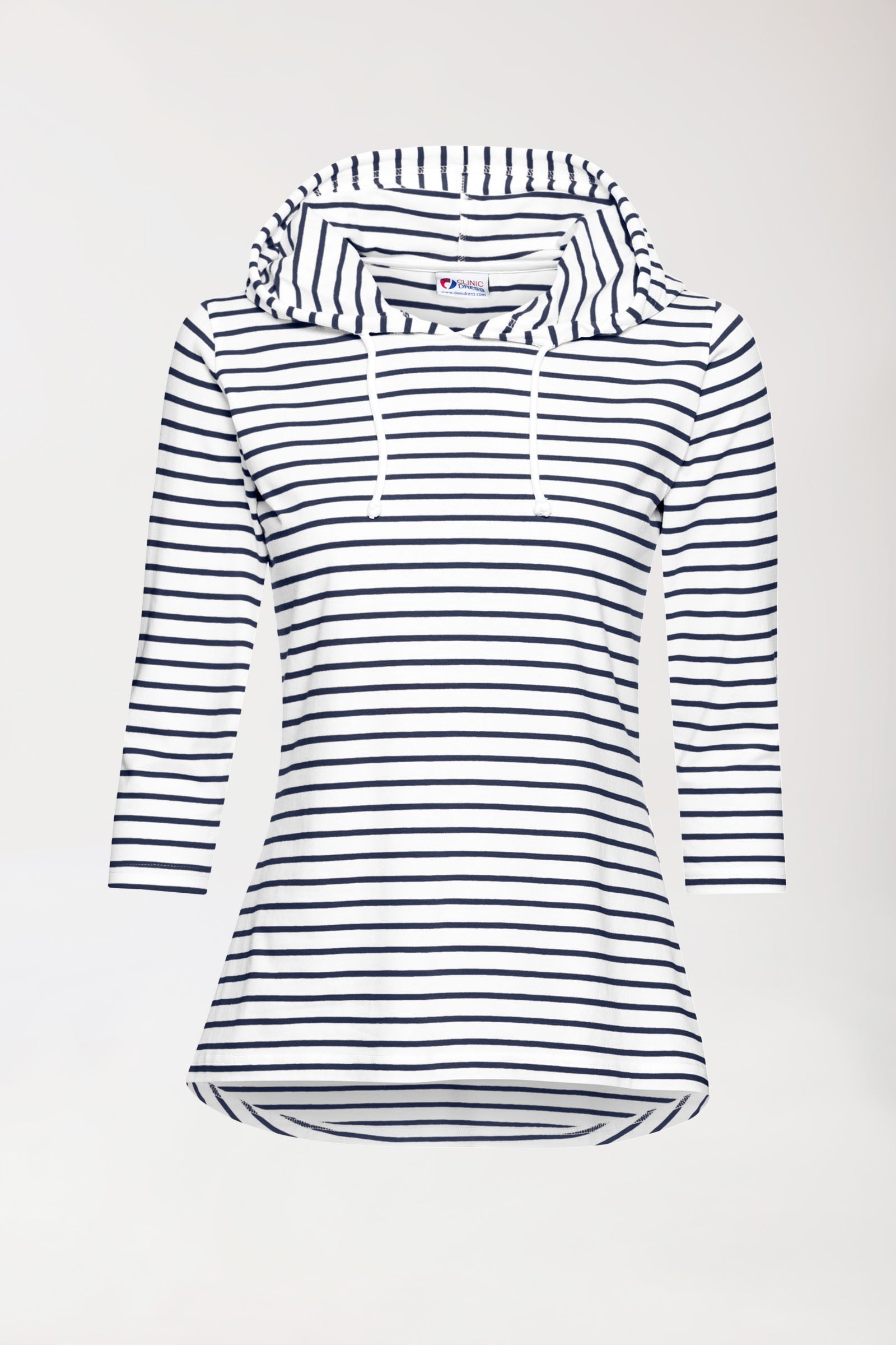 Kapuzenshirt Damen - 3/4 Arm weiß/navy