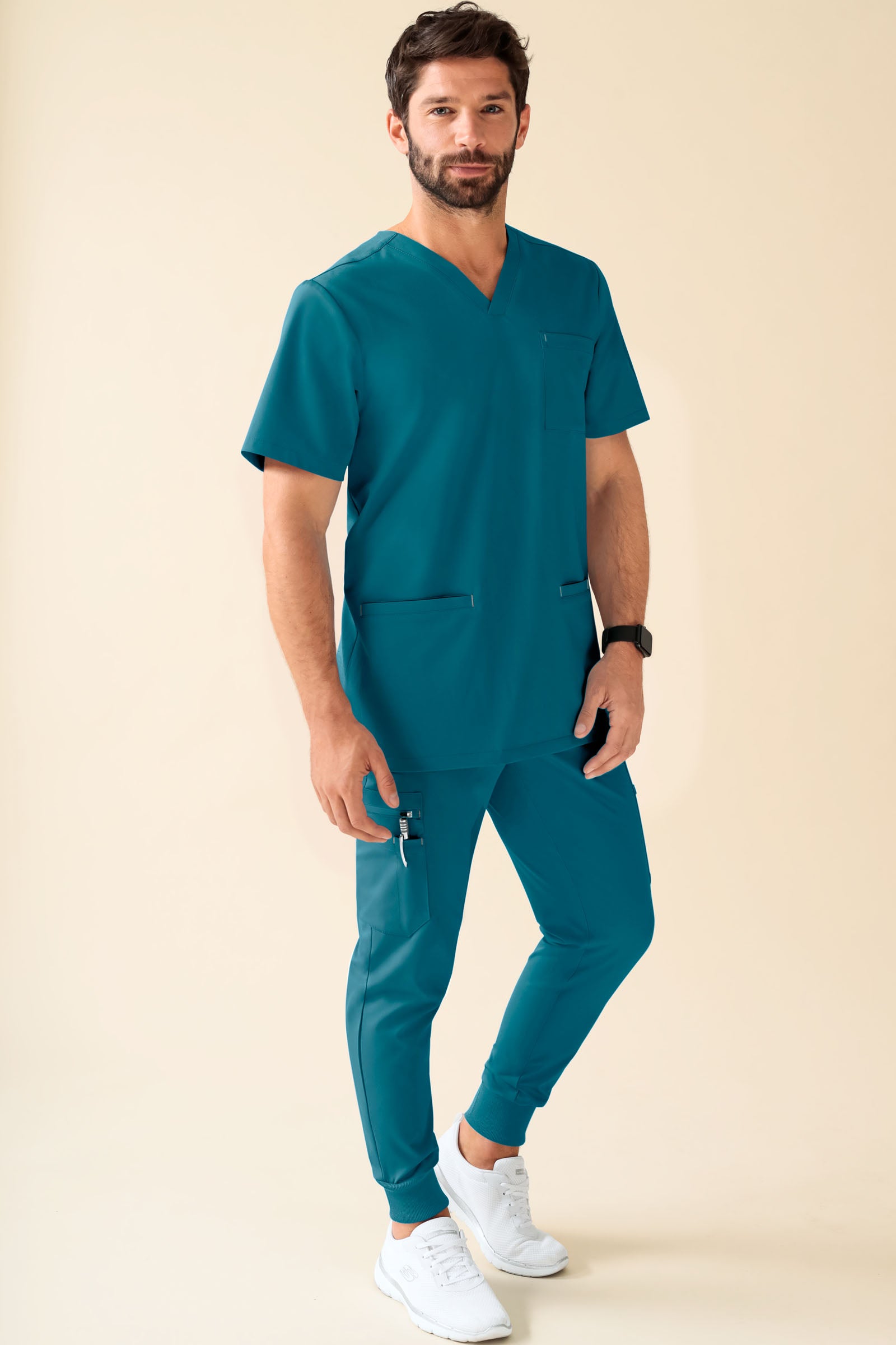 KAERE Hose Herren - Saumbündchen Kurzgr. mit Beintaschen petrol