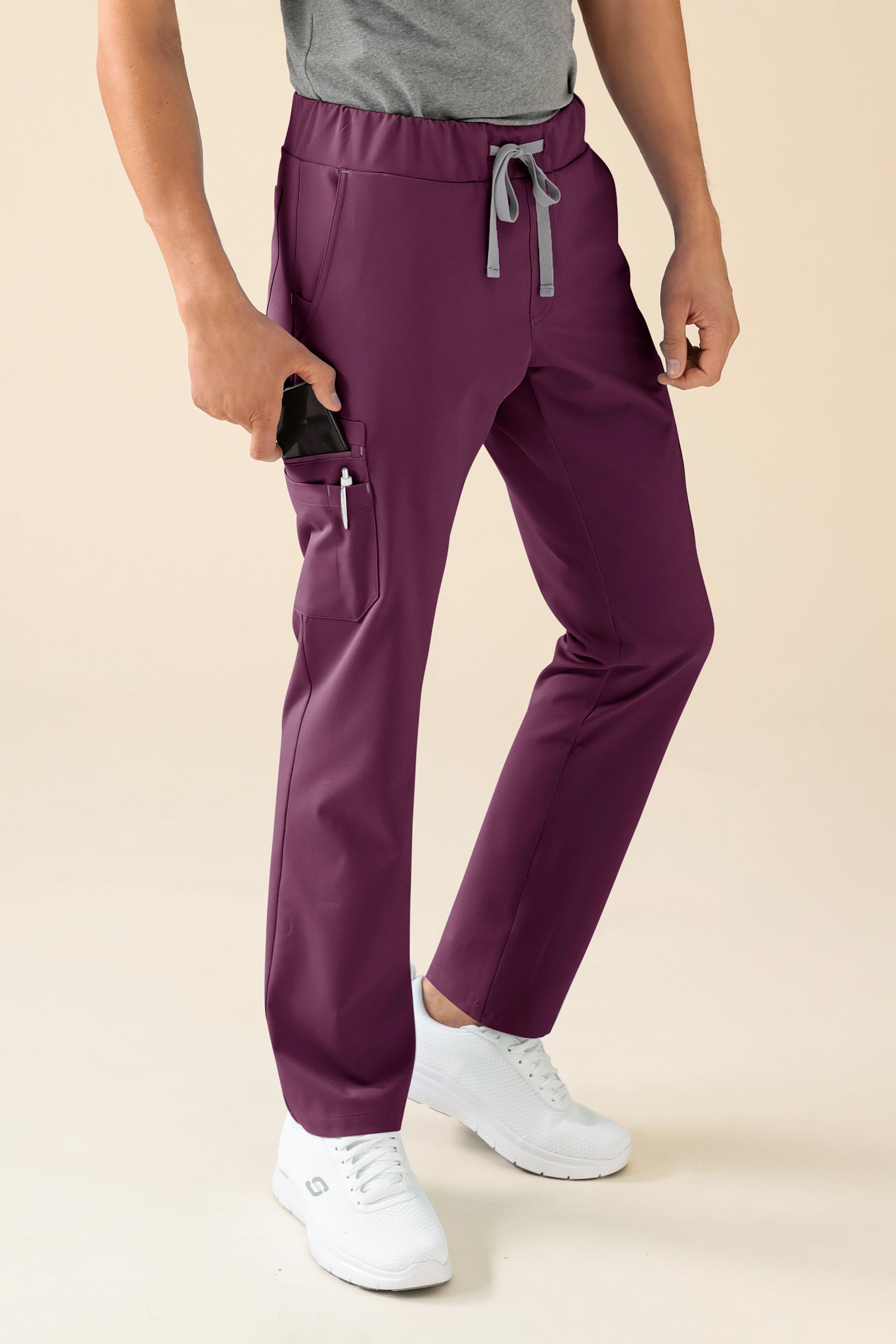 KAERE Hose Herren - gerader Saum mit Beintaschen pflaume, Vorderansicht