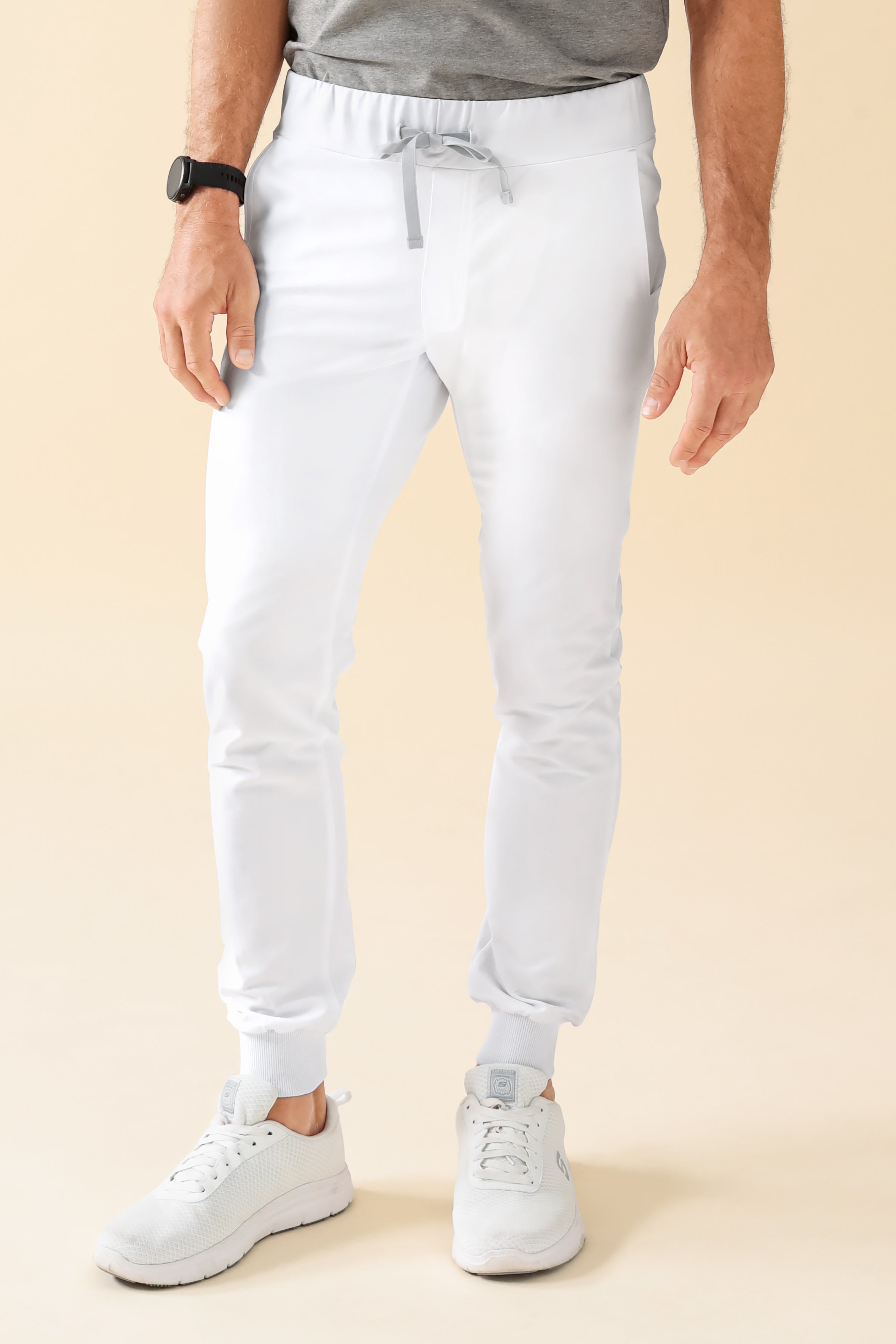 KAERE Hose Herren - Saumbündchen ohne Beintaschen weiß