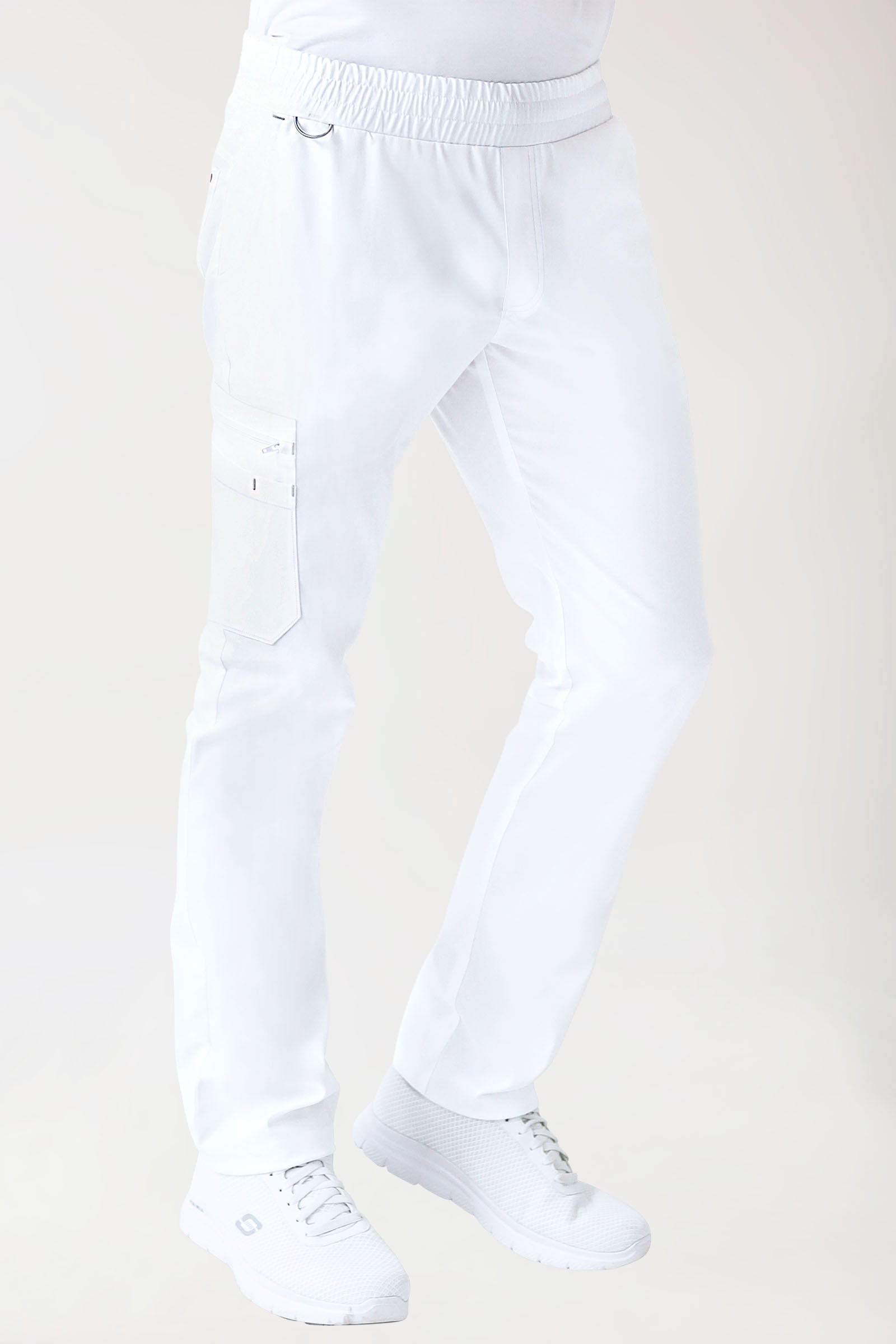 CLINIC STRETCH Hose Herren - gerader Saum weiß/grau