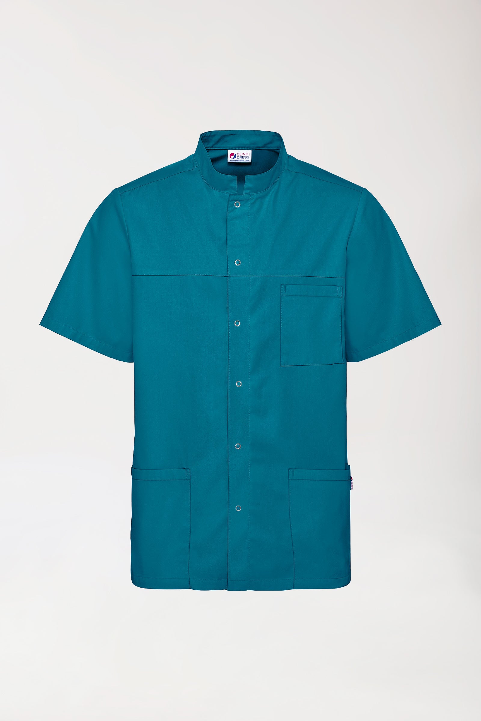 Stretch Kasack Herren - durchgeknöpft petrol, Vorderansicht