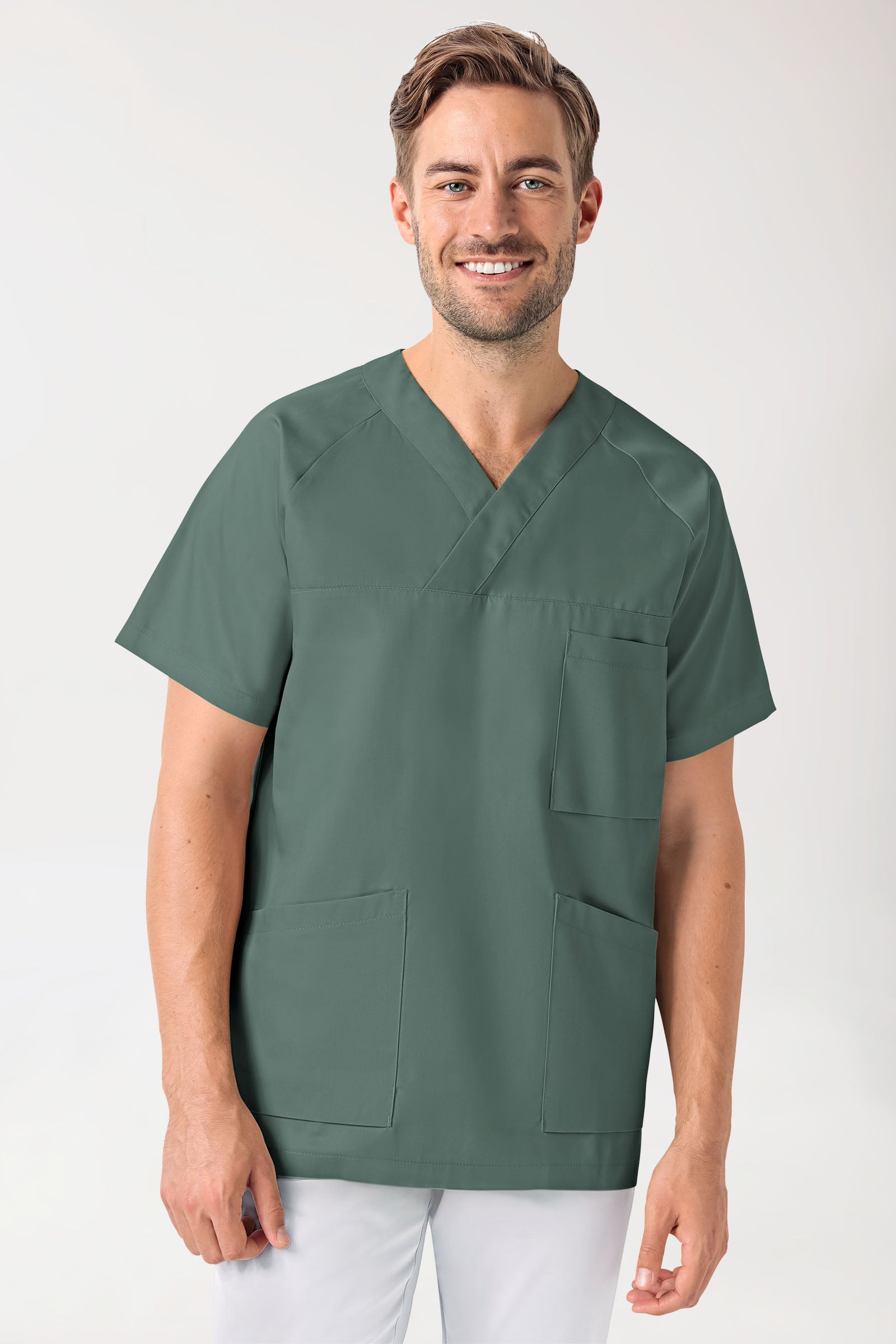 DER Kasack-Kasack Herren - V-Ausschnitt dunkelgrün