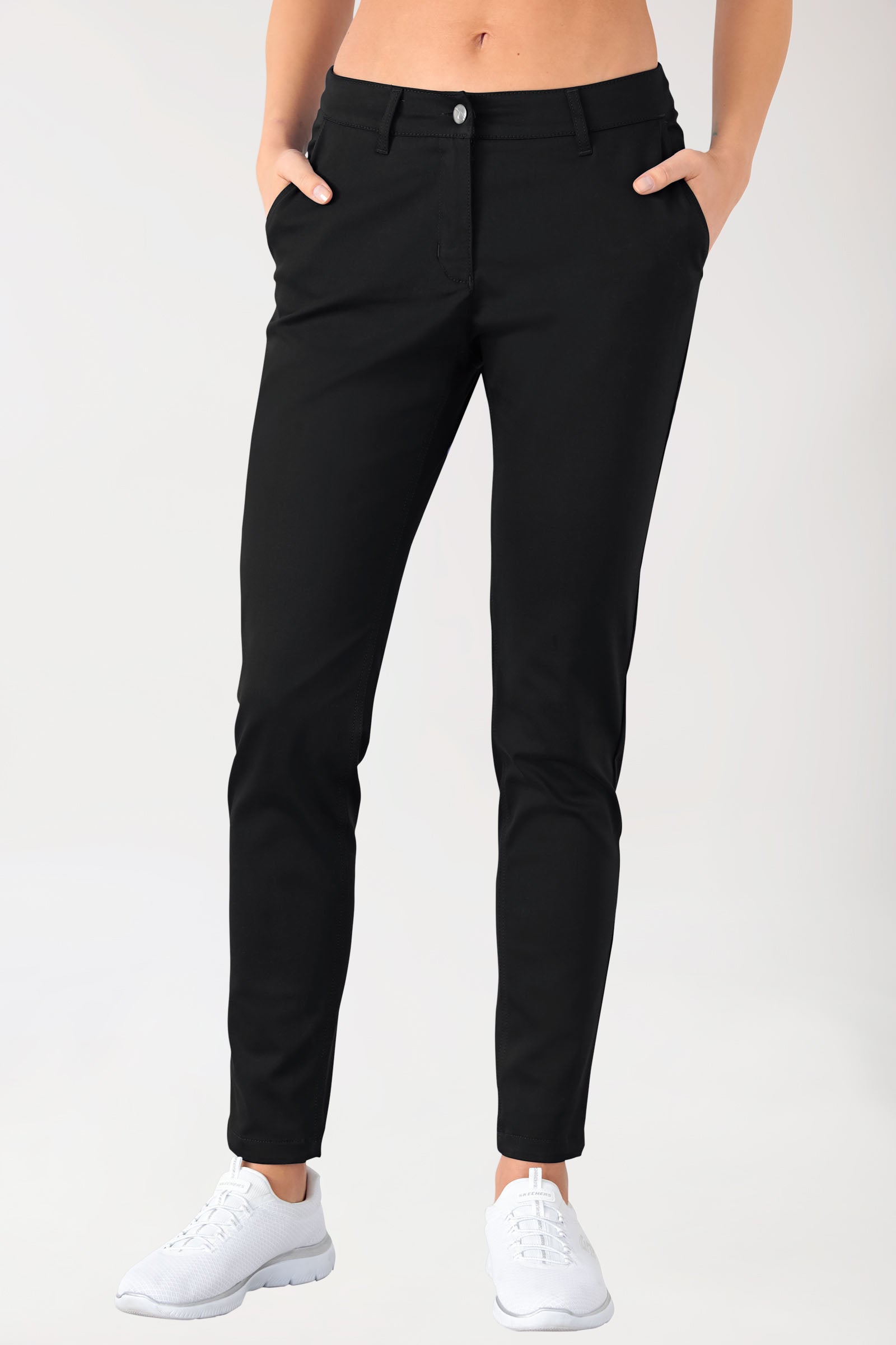 Stretch Hose Damen - Chino Style schwarz, Vorderansicht