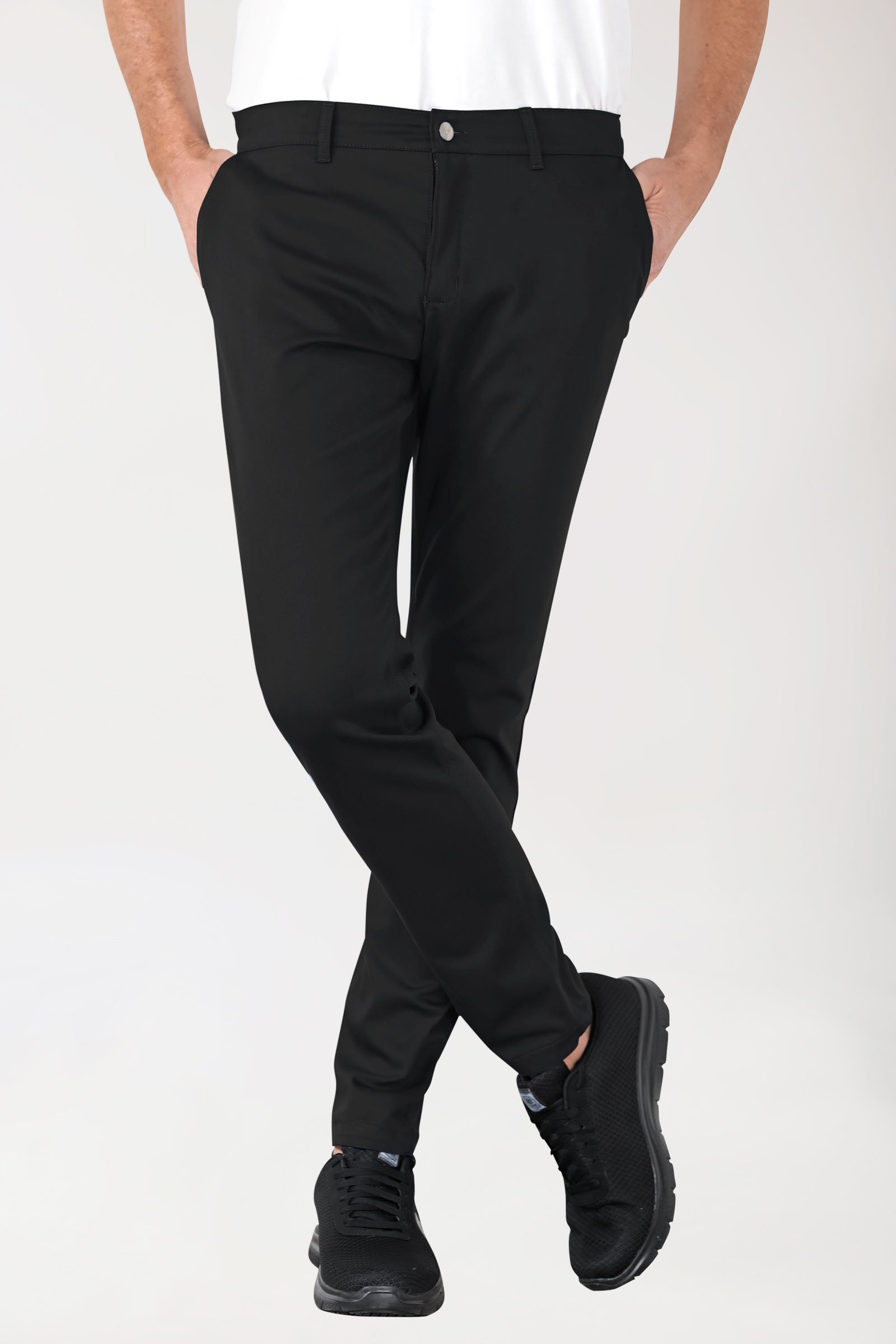Stretch Hose Herren - Chino Style schwarz, Vorderansicht
