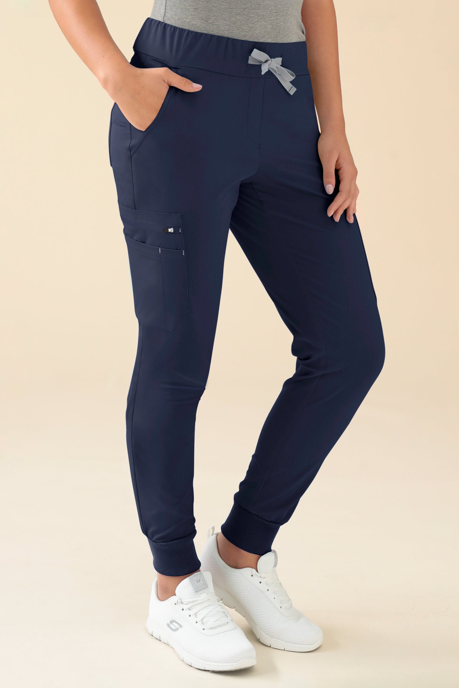 KAERE Hose Damen - Saumbündchen mit Beintaschen navy, Vorderansicht