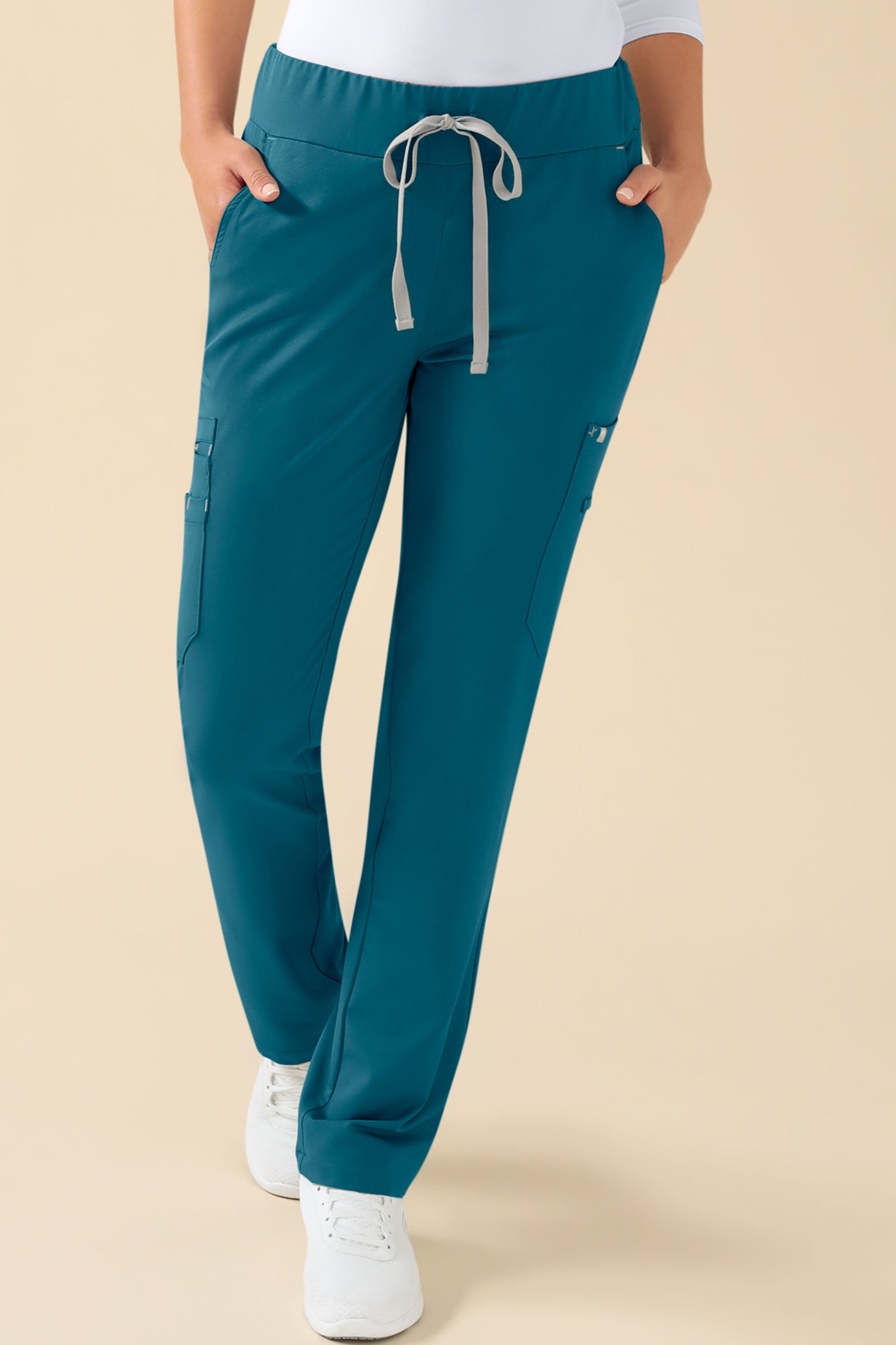 KAERE Hose Damen - gerader Saum mit Beintaschen petrol