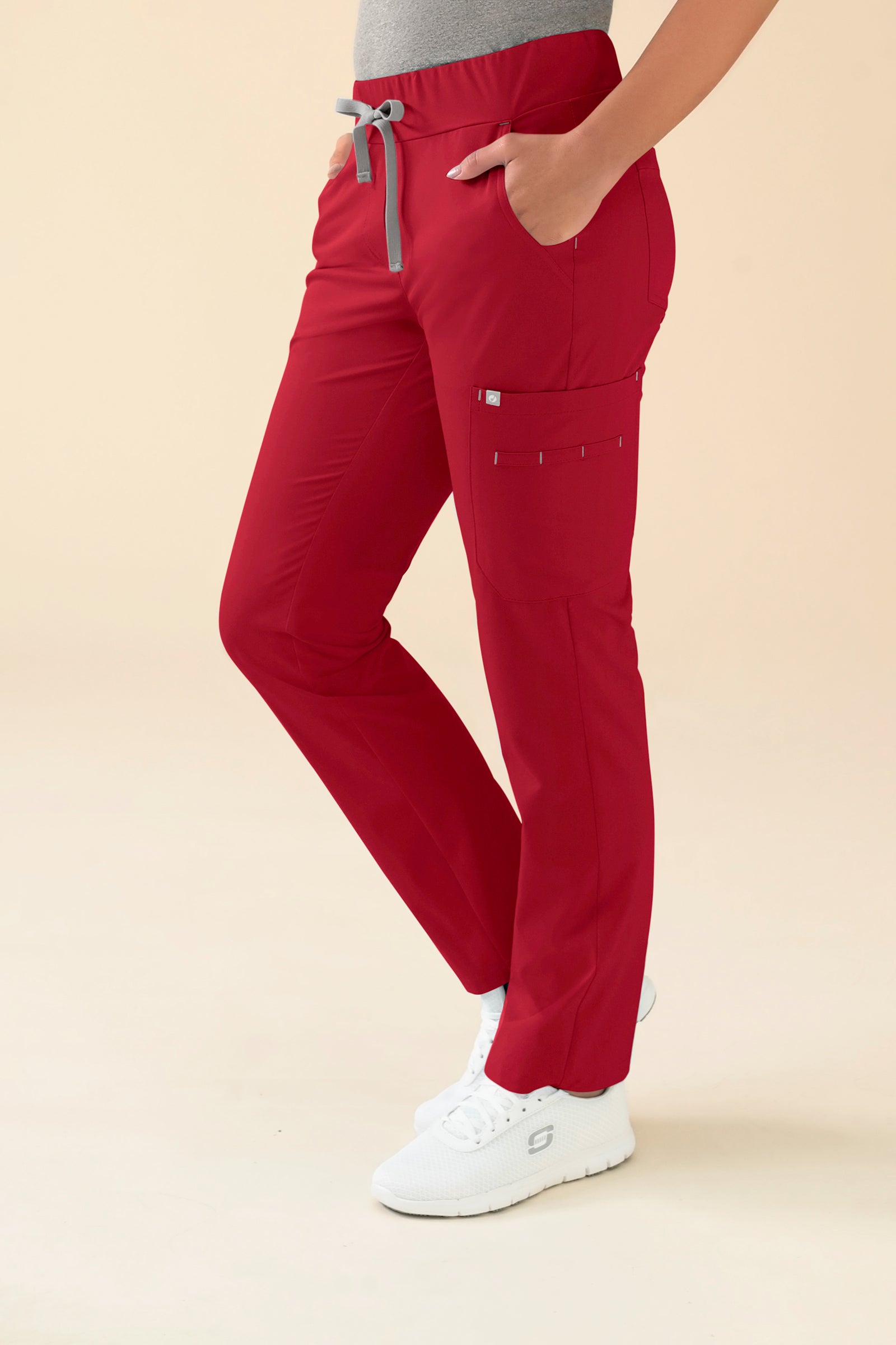 KAERE Hose Damen - gerader Saum mit Beintaschen rot