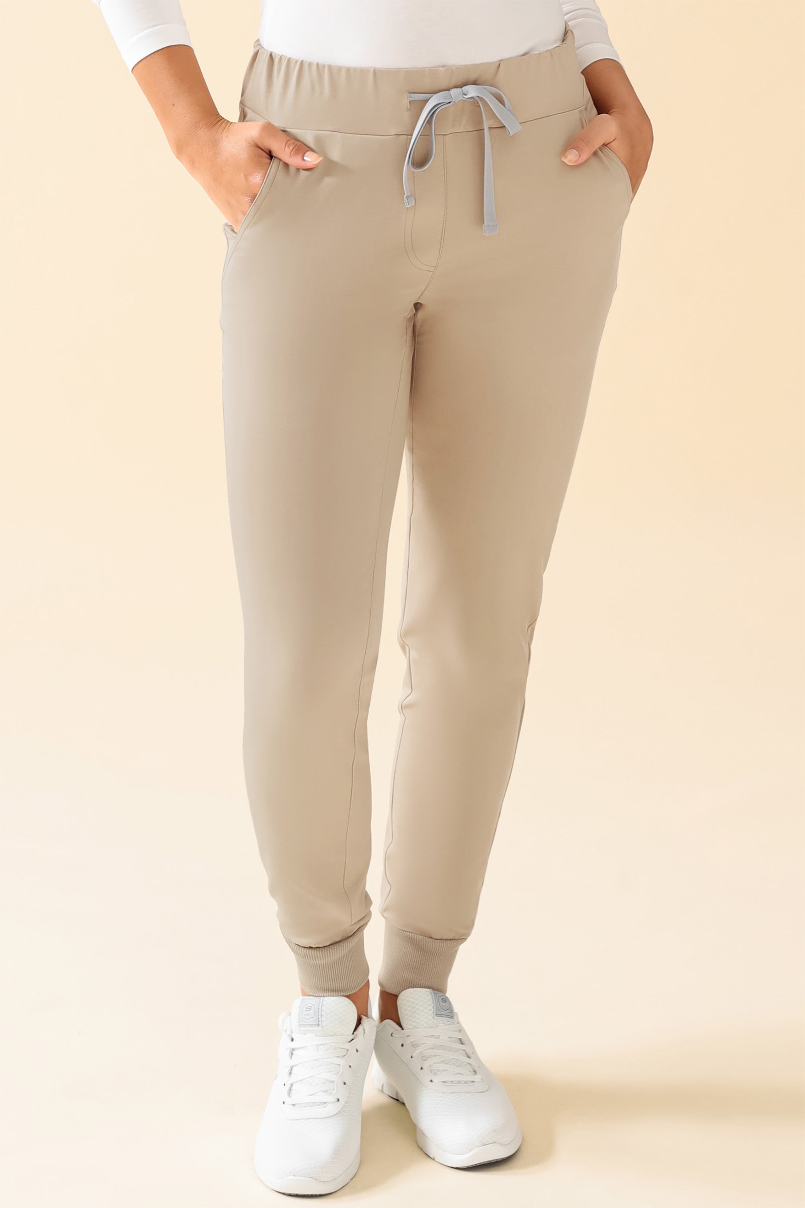 KAERE Hose Damen - Saumbündchen ohne Beintaschen sand, Vorderansicht