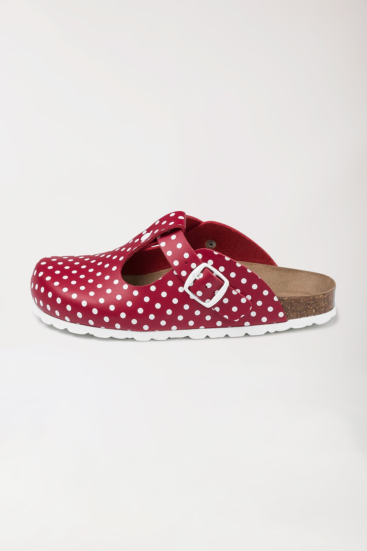 Damen Clog rot/weiß, Vorderansicht