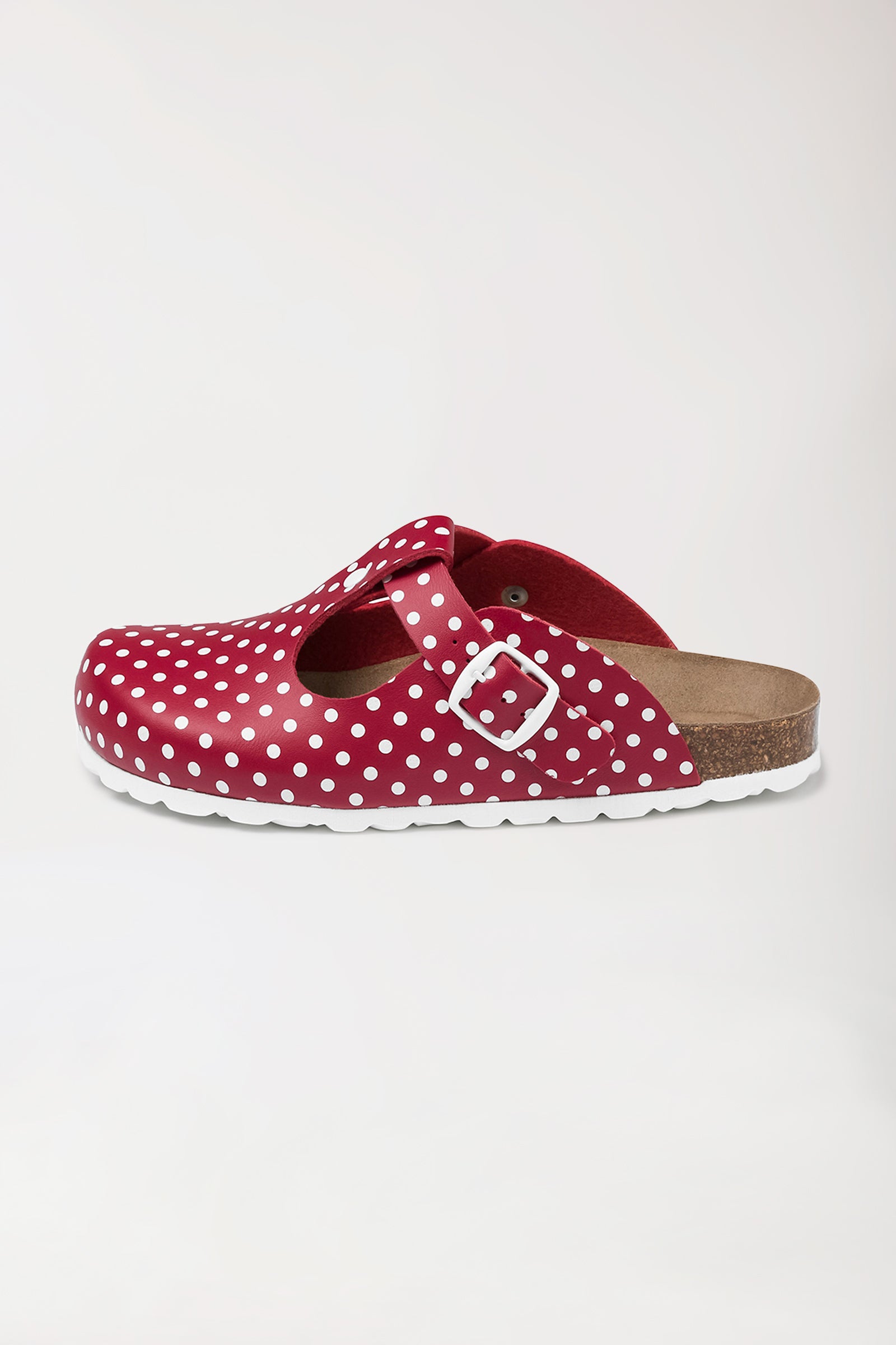 Damen Clog rot/weiß, Vorderansicht